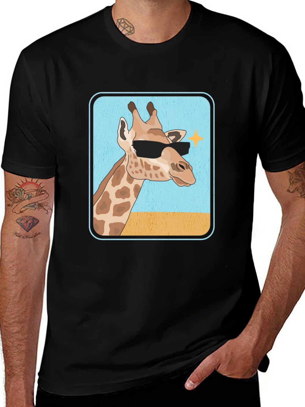 Cool Giraffe T-Shirt - Black Cotton Tee