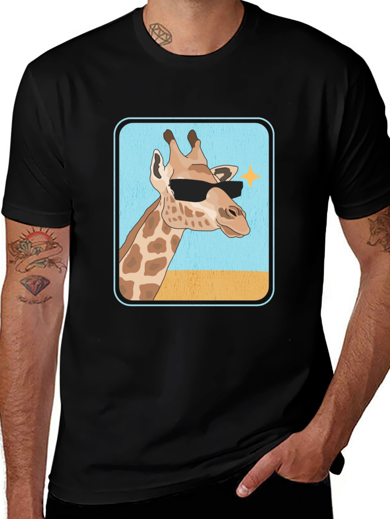 Cool Giraffe T-Shirt - Black Cotton Tee