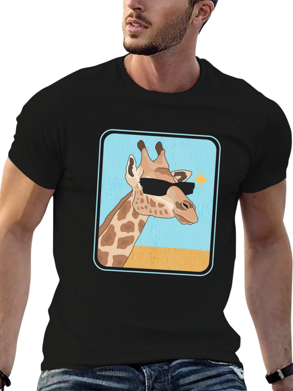 Cool Giraffe T-Shirt - Black Cotton Tee