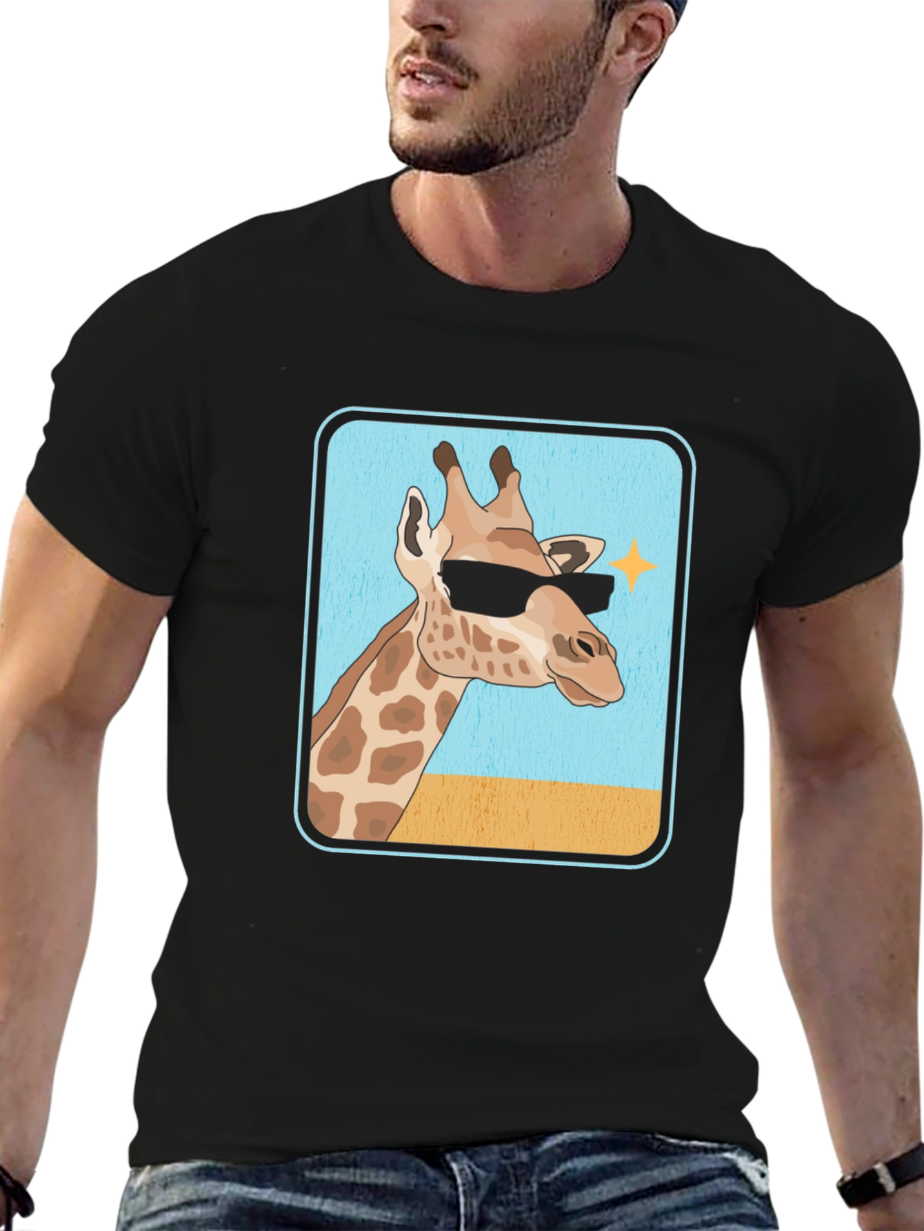 Cool Giraffe T-Shirt - Black Cotton Tee