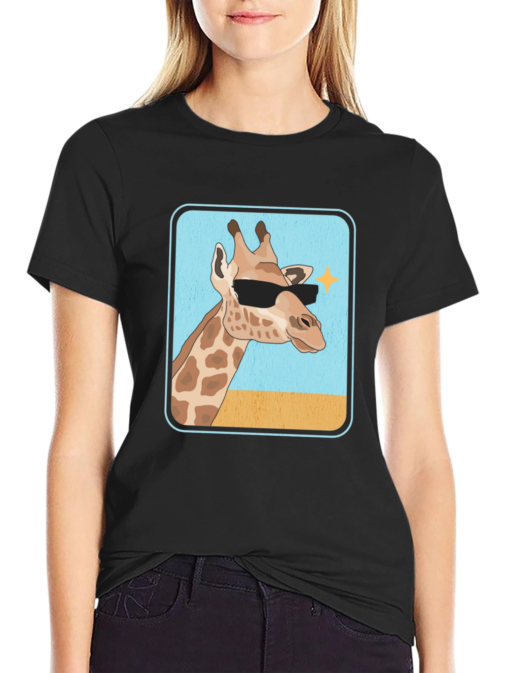 Cool Giraffe T-Shirt - Black Cotton Tee