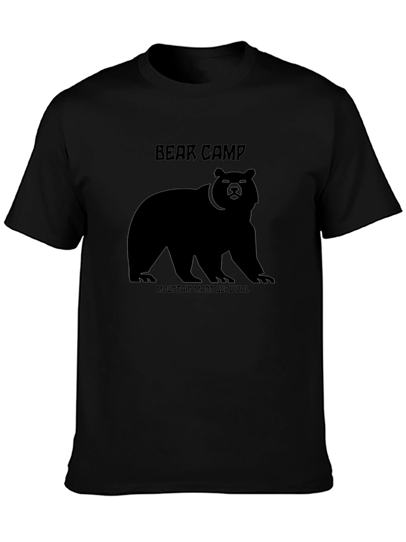 Bear Camp Mountain Man Survival Black T-Shirt