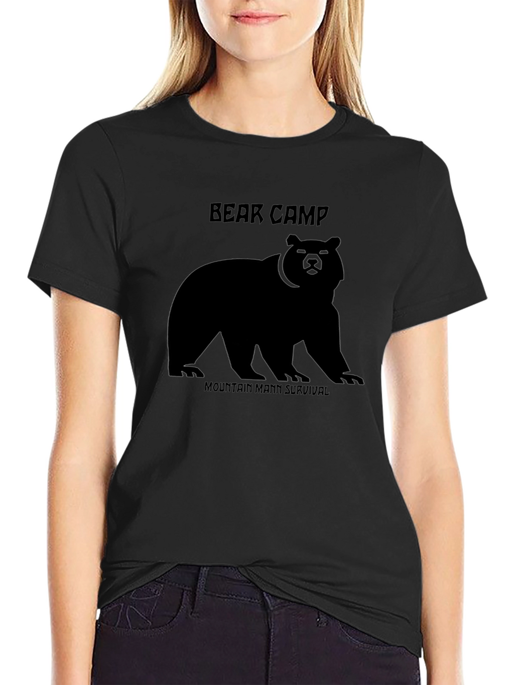 Bear Camp Mountain Man Survival Black T-Shirt