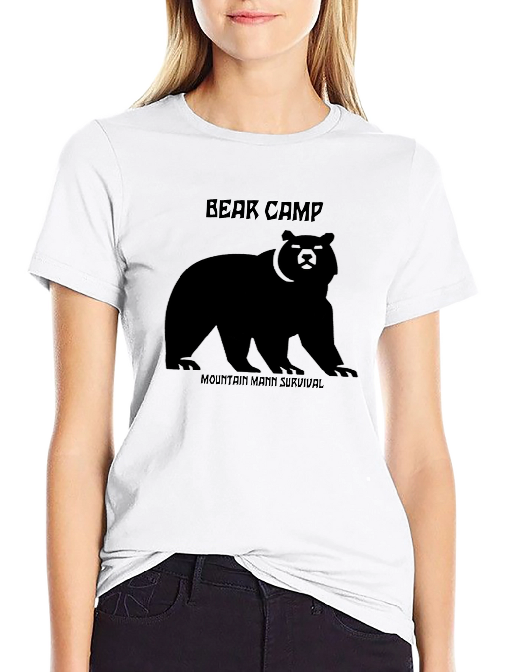 Bear Camp Mountain Man Survival Black T-Shirt