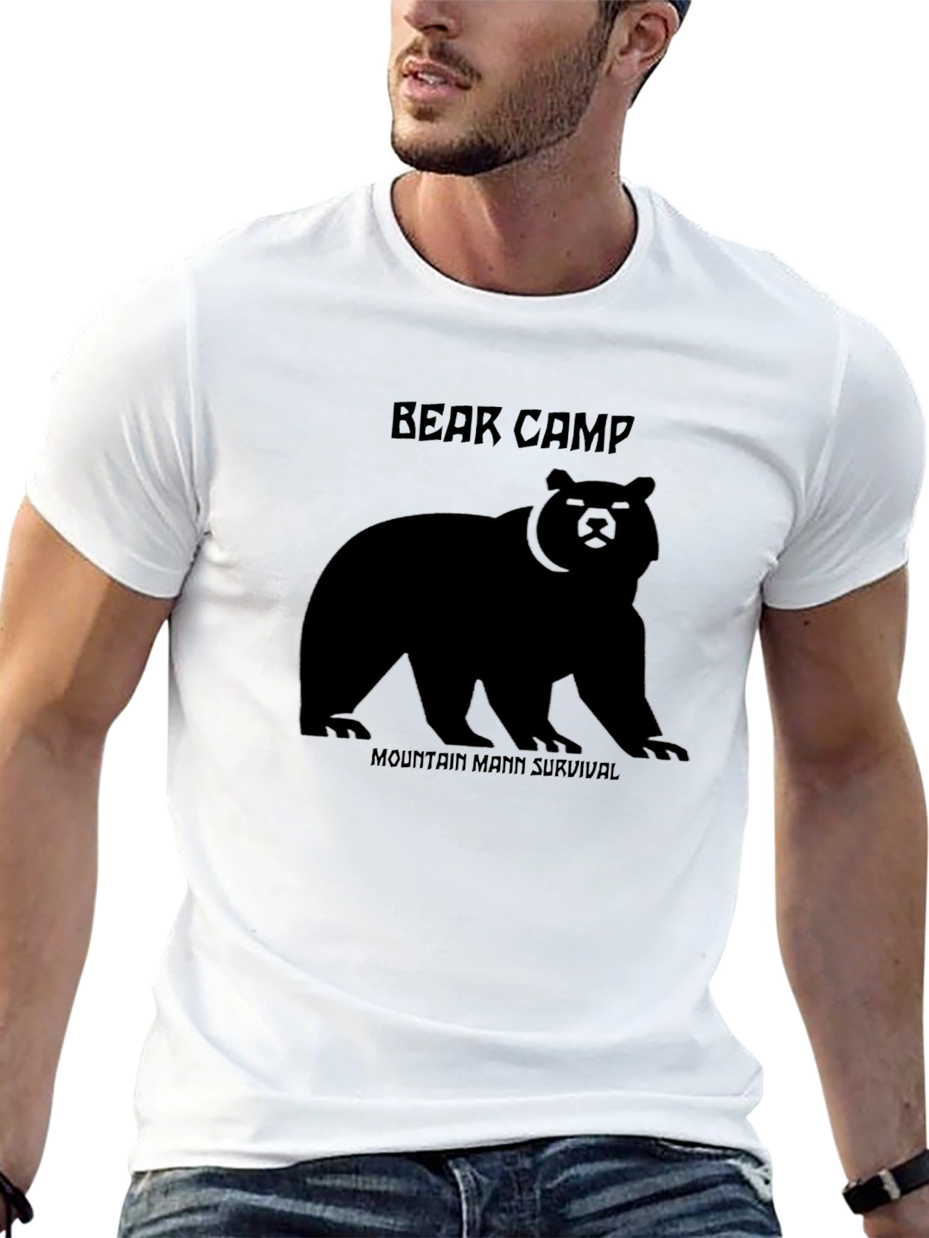 Bear Camp Mountain Man Survival Black T-Shirt