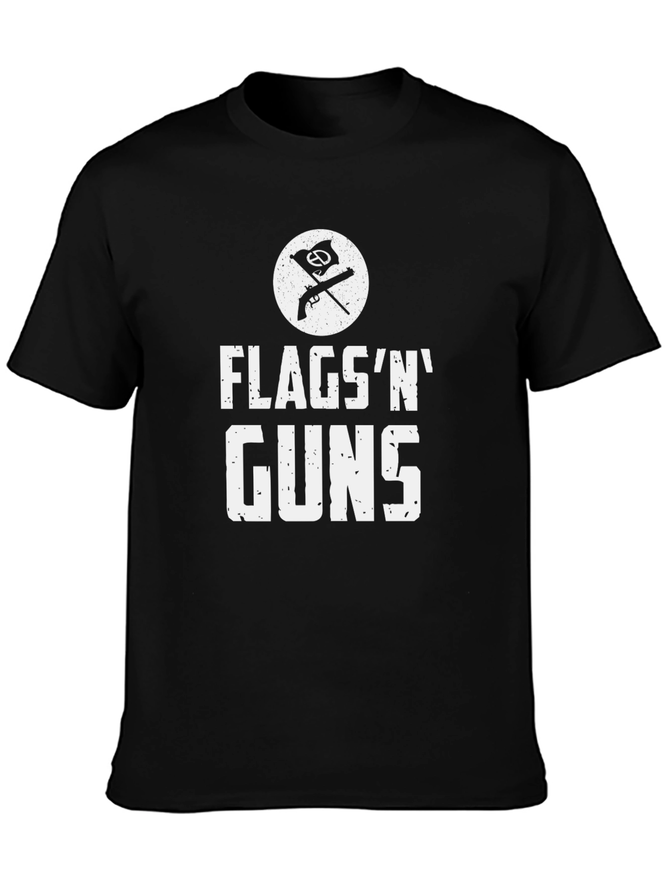 Flags N Guns Graphic Tee - Black Cotton T-Shirt