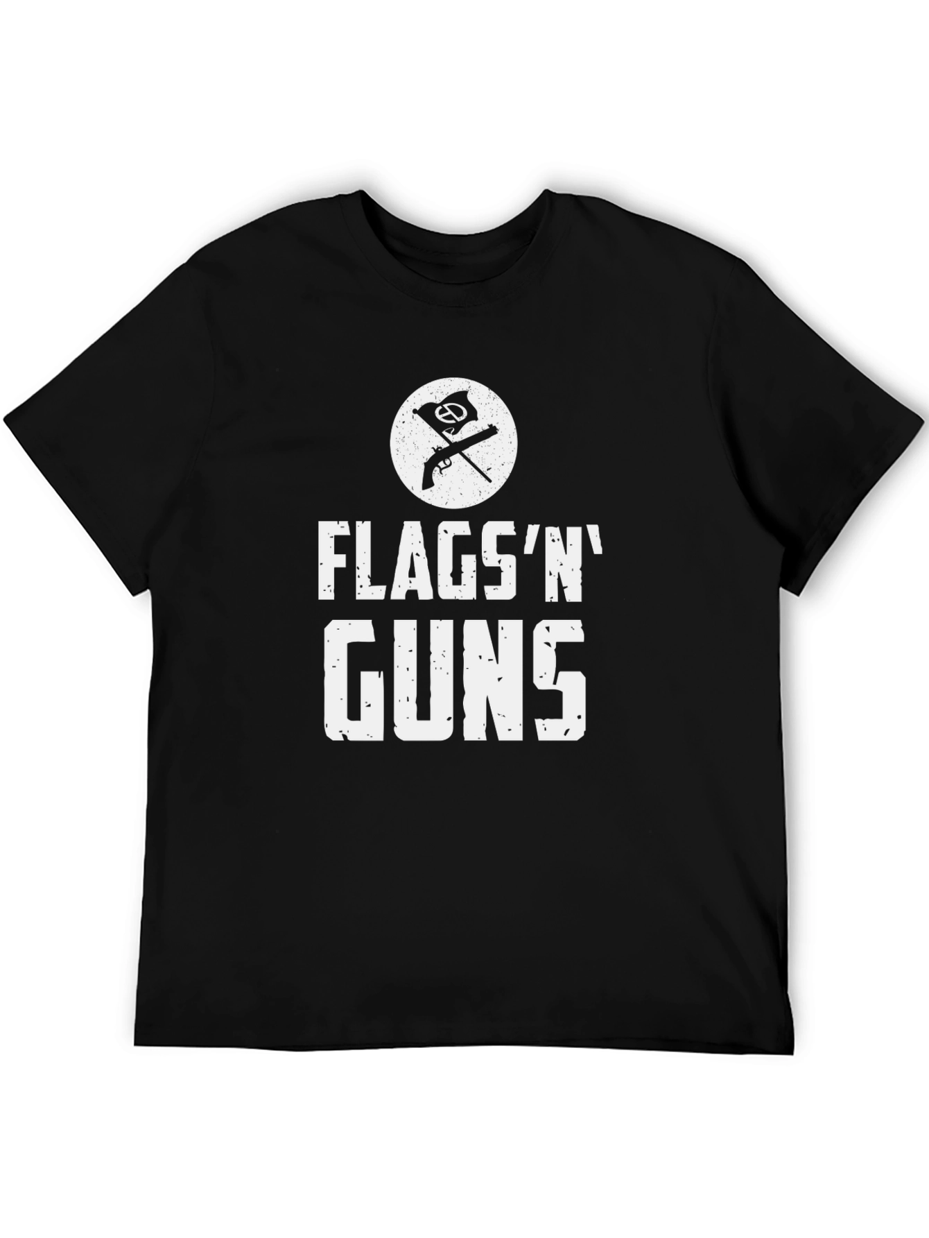 Flags N Guns Graphic Tee - Black Cotton T-Shirt