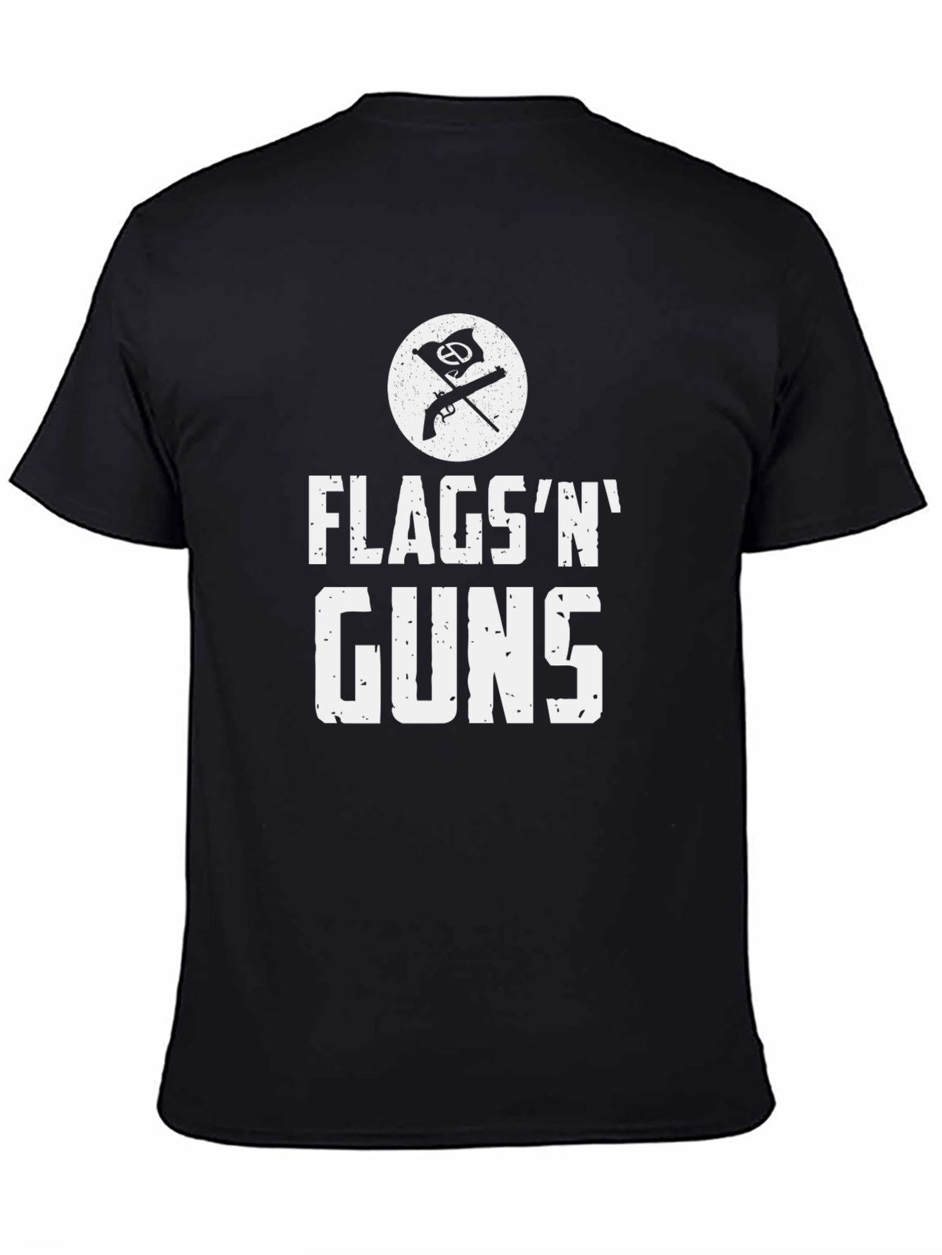 Flags N Guns Graphic Tee - Black Cotton T-Shirt