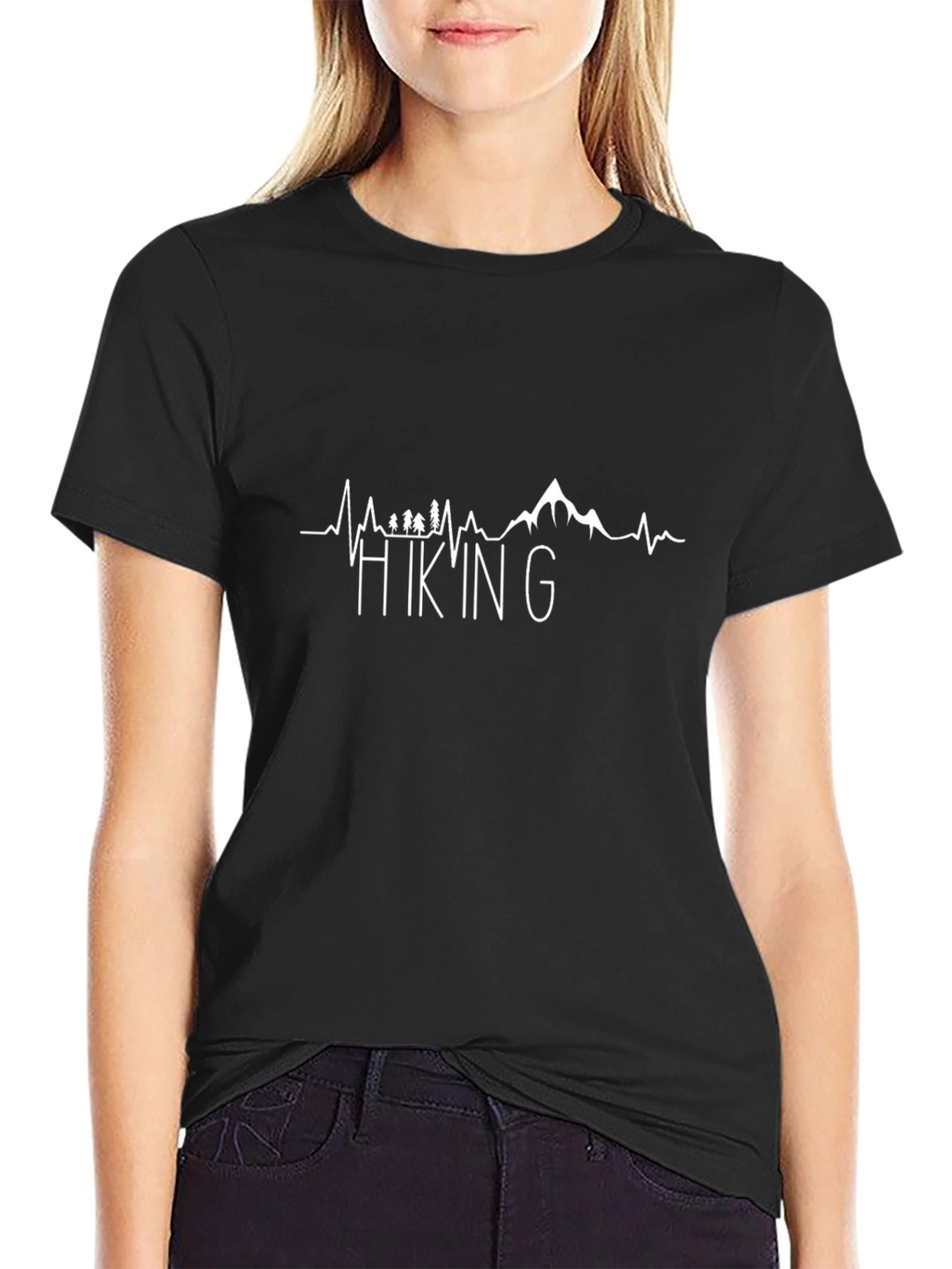 Hiking Heartbeat Graphic Tee - Black