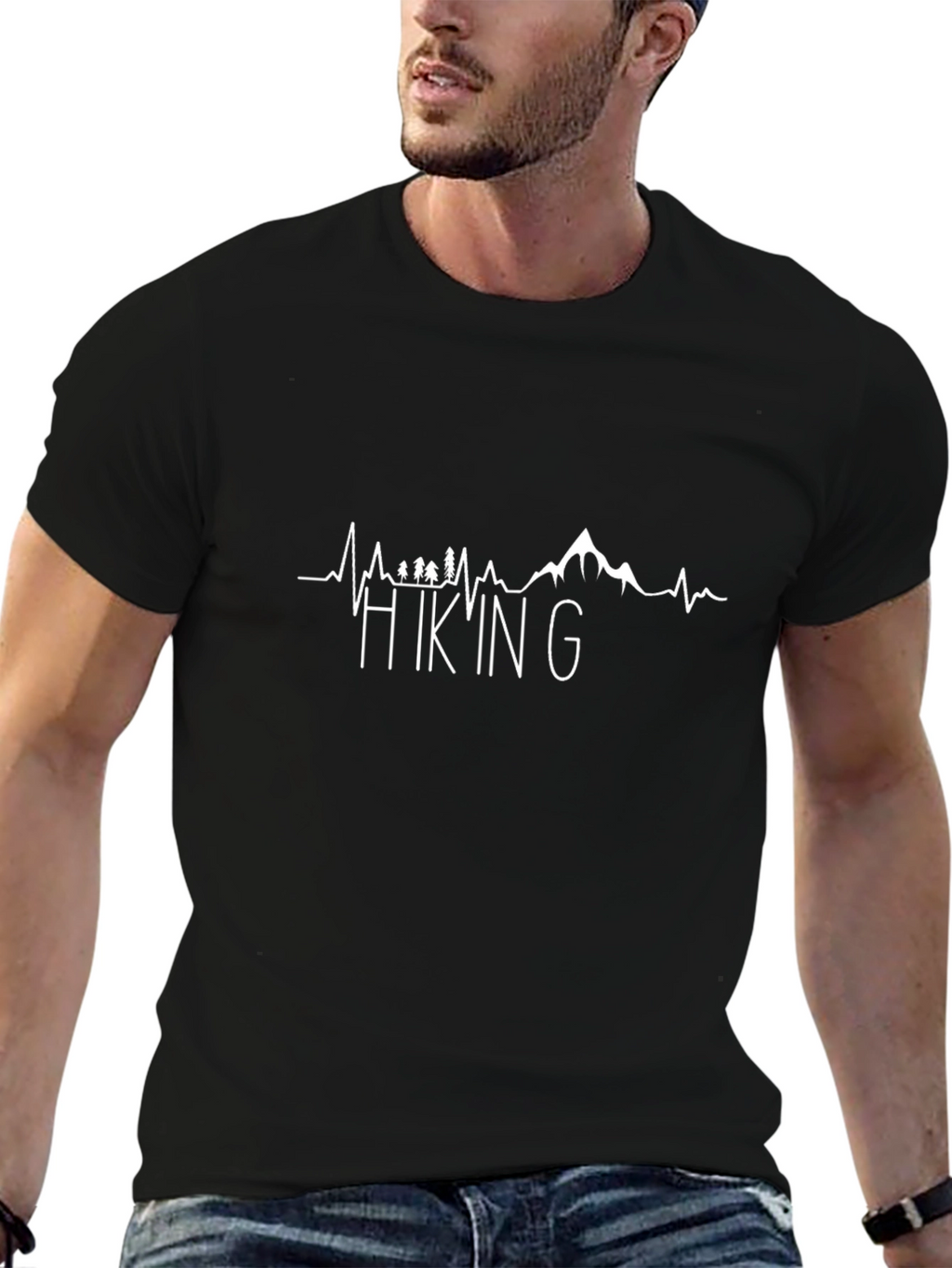Hiking Heartbeat Graphic Tee - Black