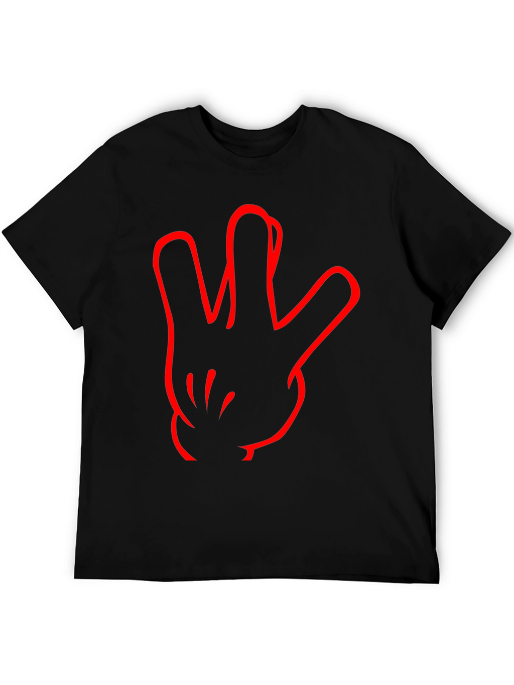 Black T-Shirt with Red Hand Sign Design