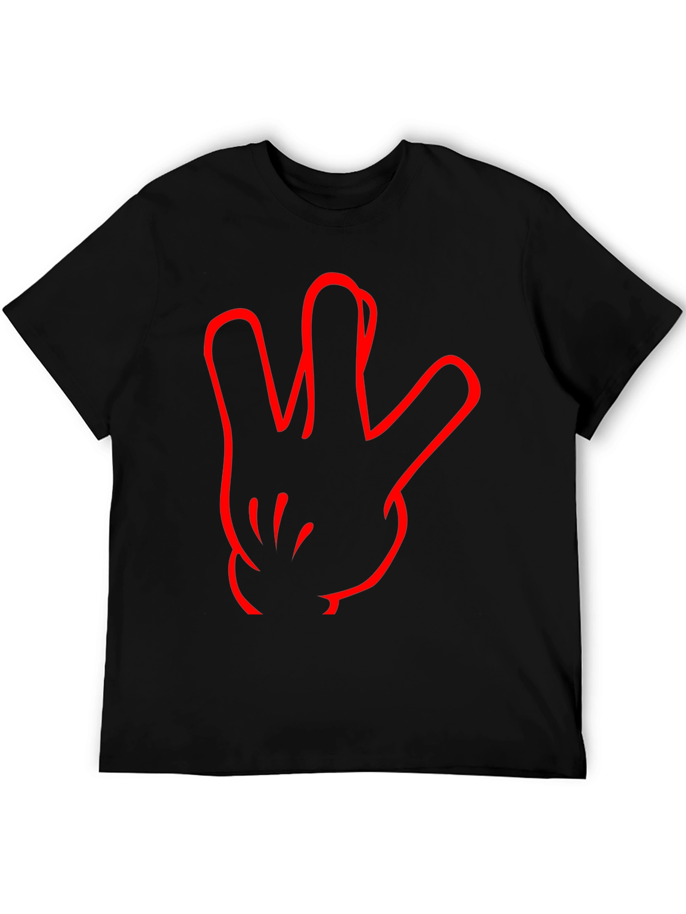 Black T-Shirt with Red Hand Sign Design
