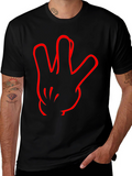 Black T-Shirt with Red Hand Sign Design