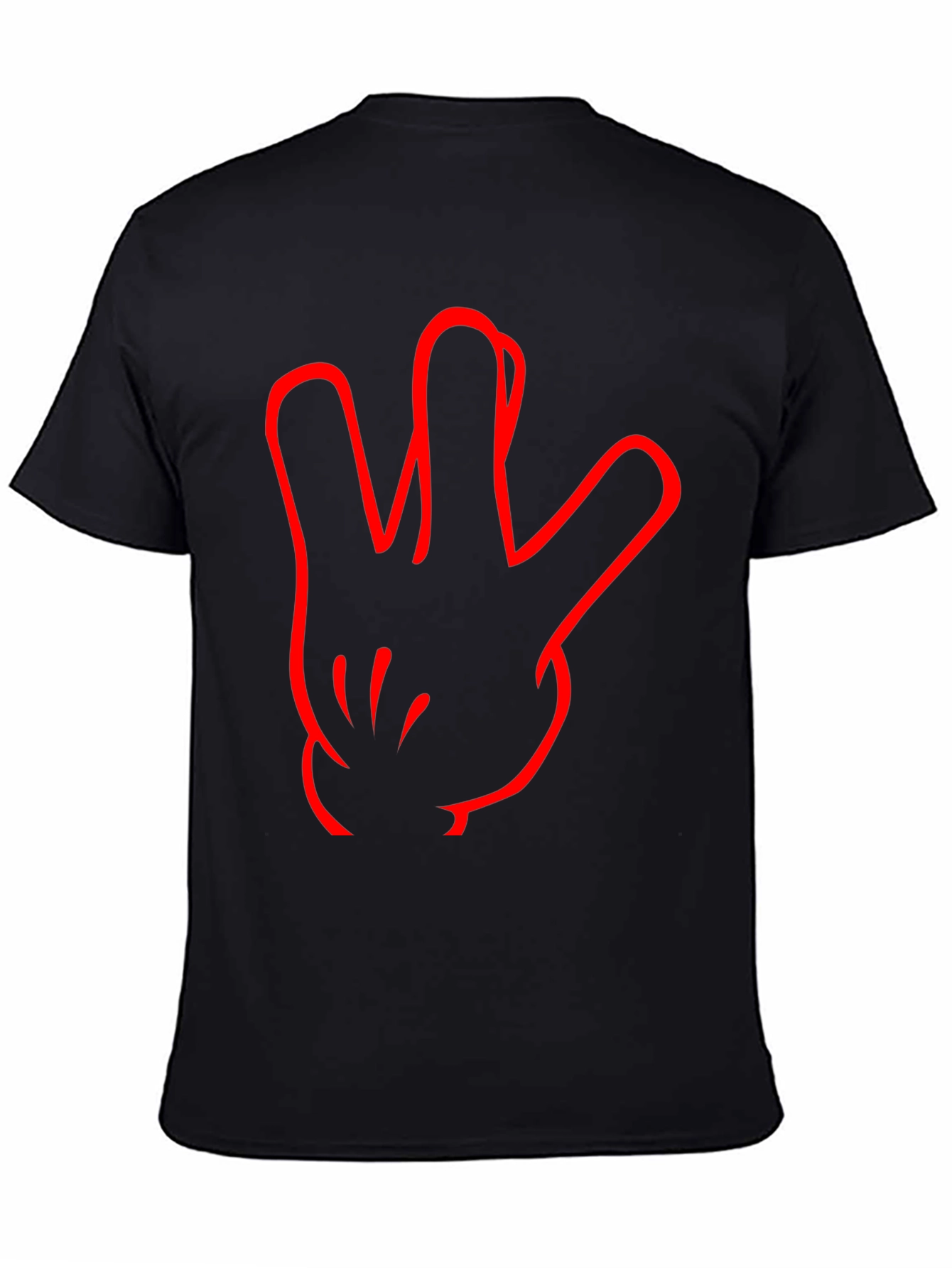 Black T-Shirt with Red Hand Sign Design