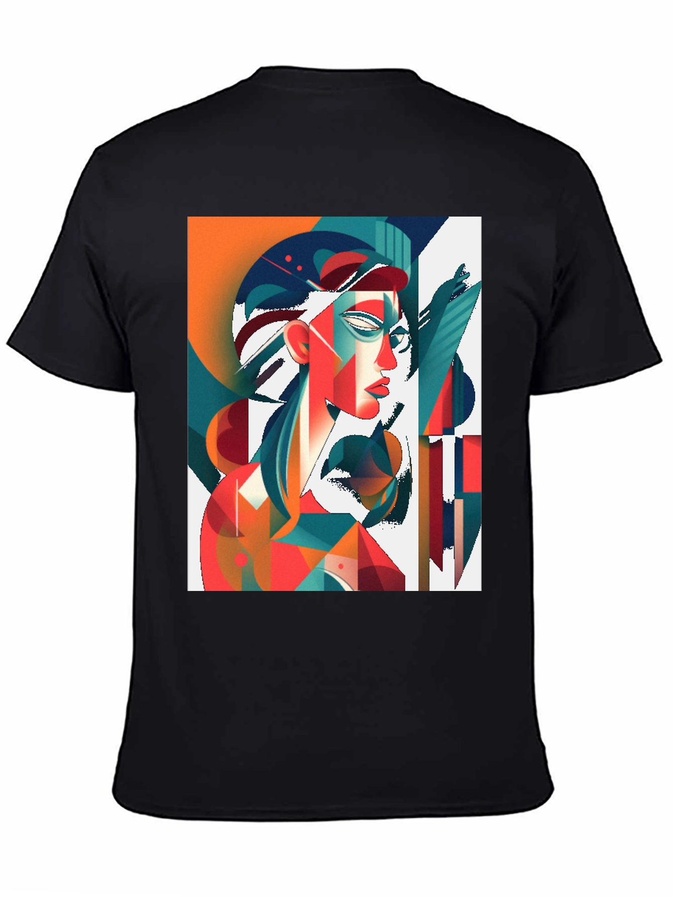 Abstract Geometric Woman Graphic Tee - Stylish Art T-Shirt