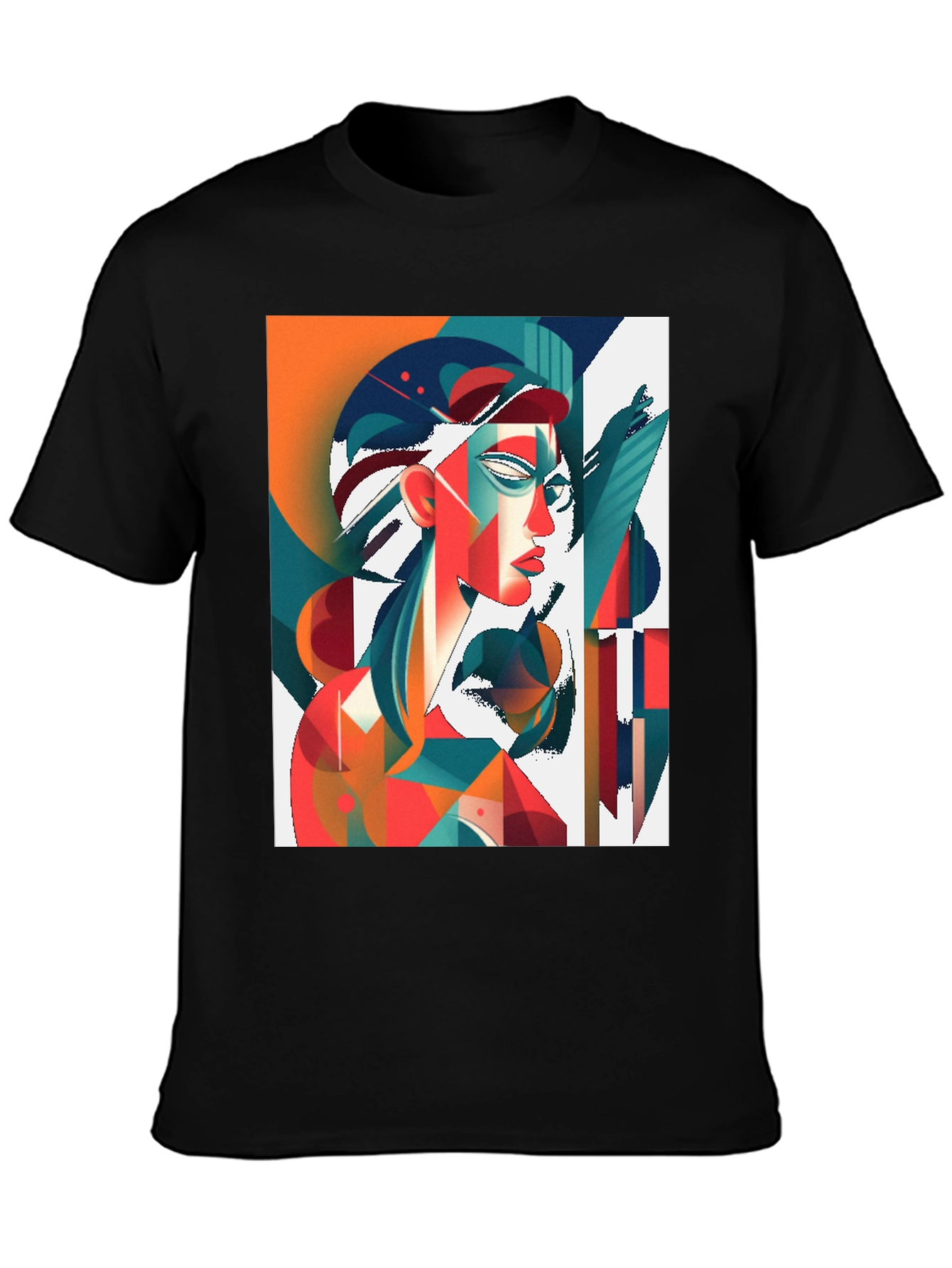 Abstract Geometric Woman Graphic Tee - Stylish Art T-Shirt
