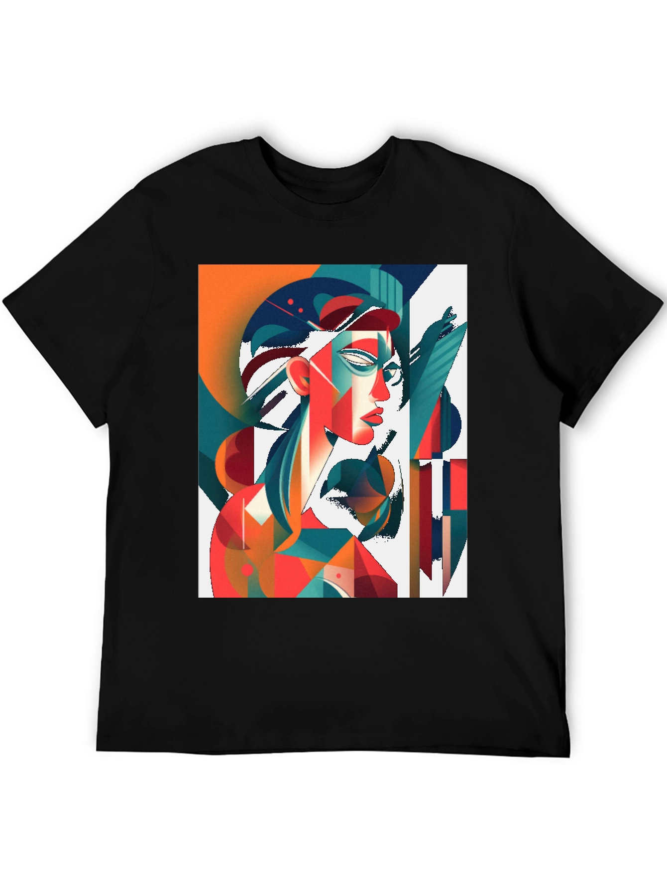 Abstract Geometric Woman Graphic Tee - Stylish Art T-Shirt