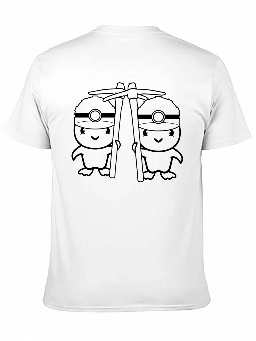 Cute Miner Penguins Graphic Tee - Black