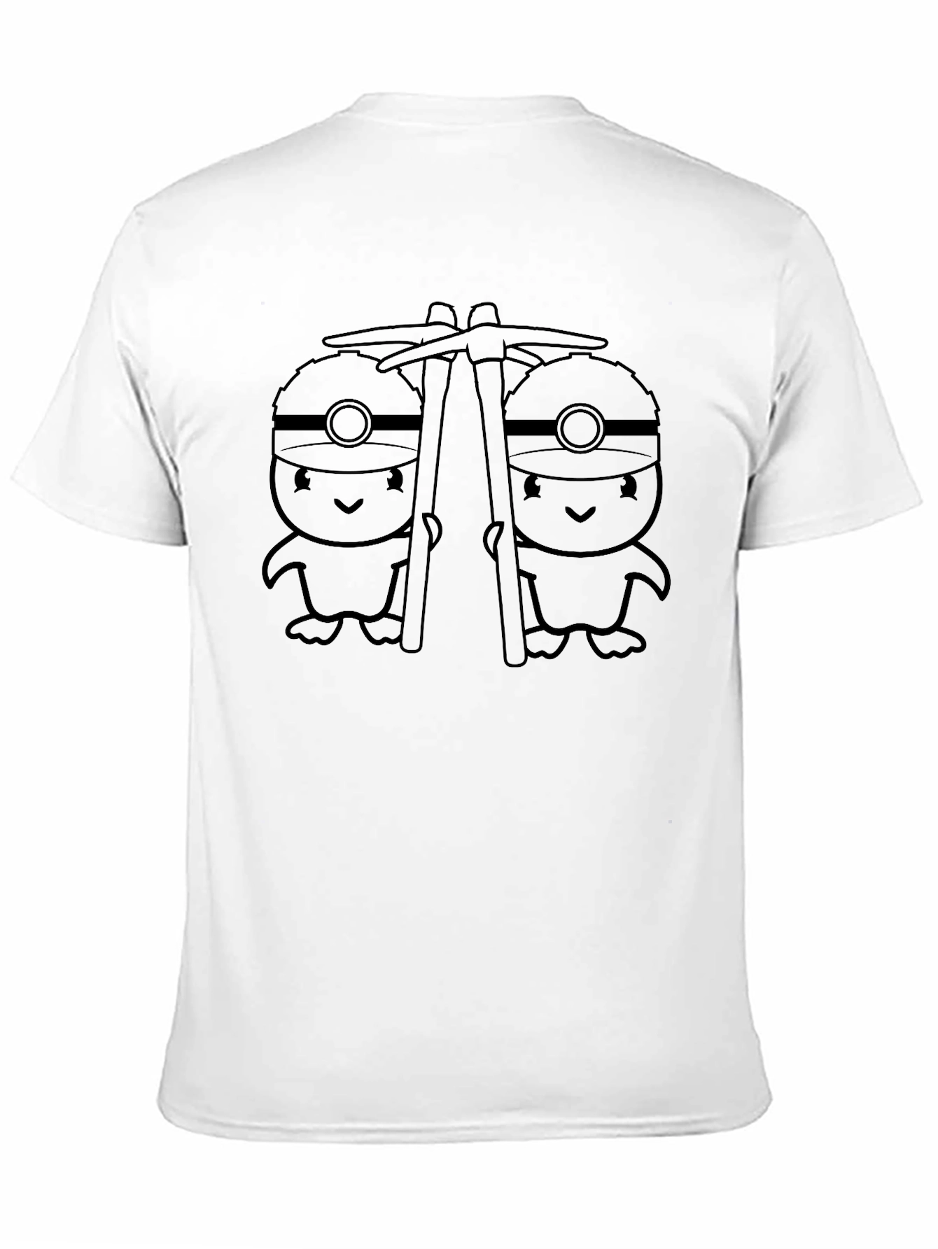 Cute Miner Penguins Graphic Tee - Black