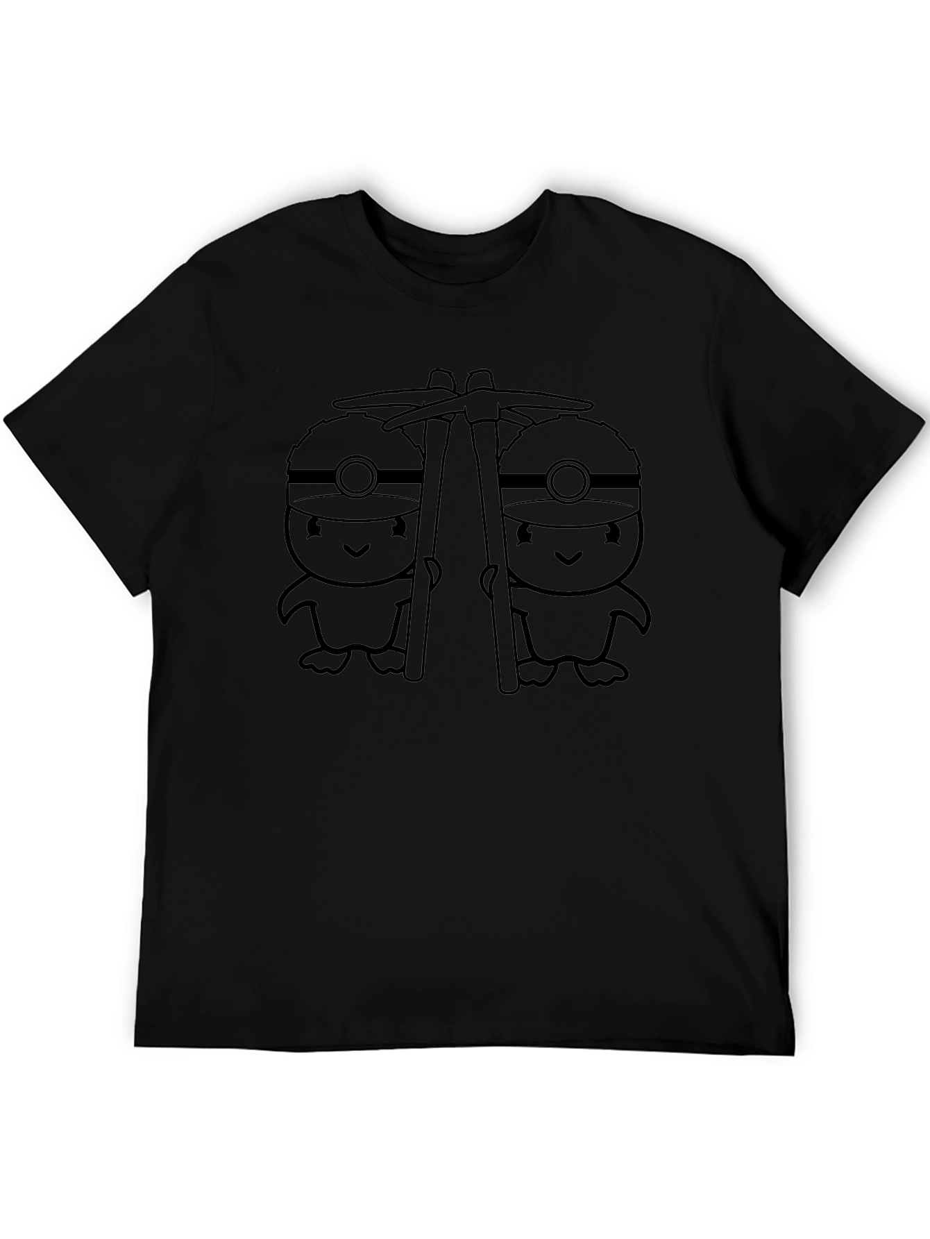 Cute Miner Penguins Graphic Tee - Black