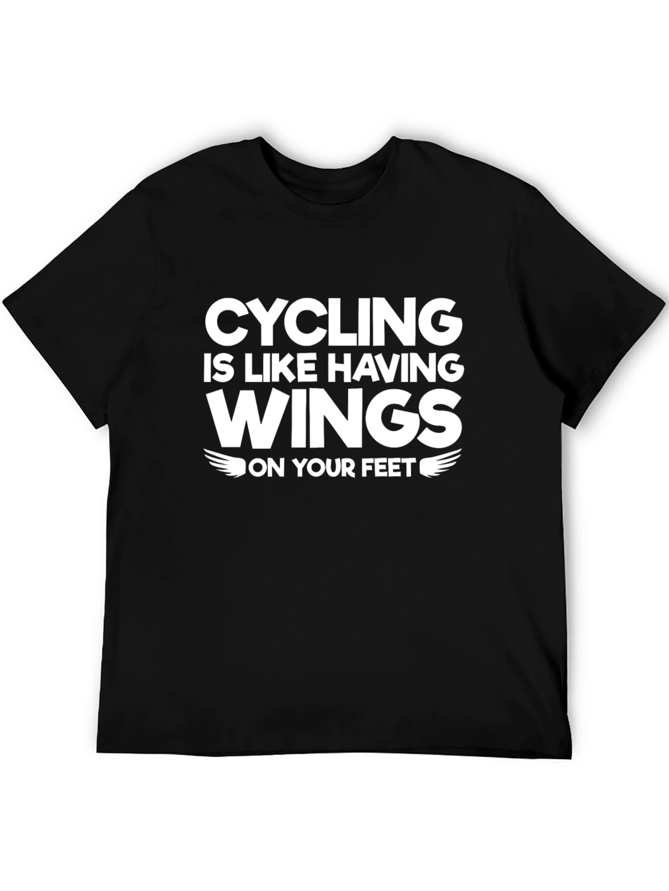 Cycling Wings Graphic Tee - Black Cotton Casual Shirt