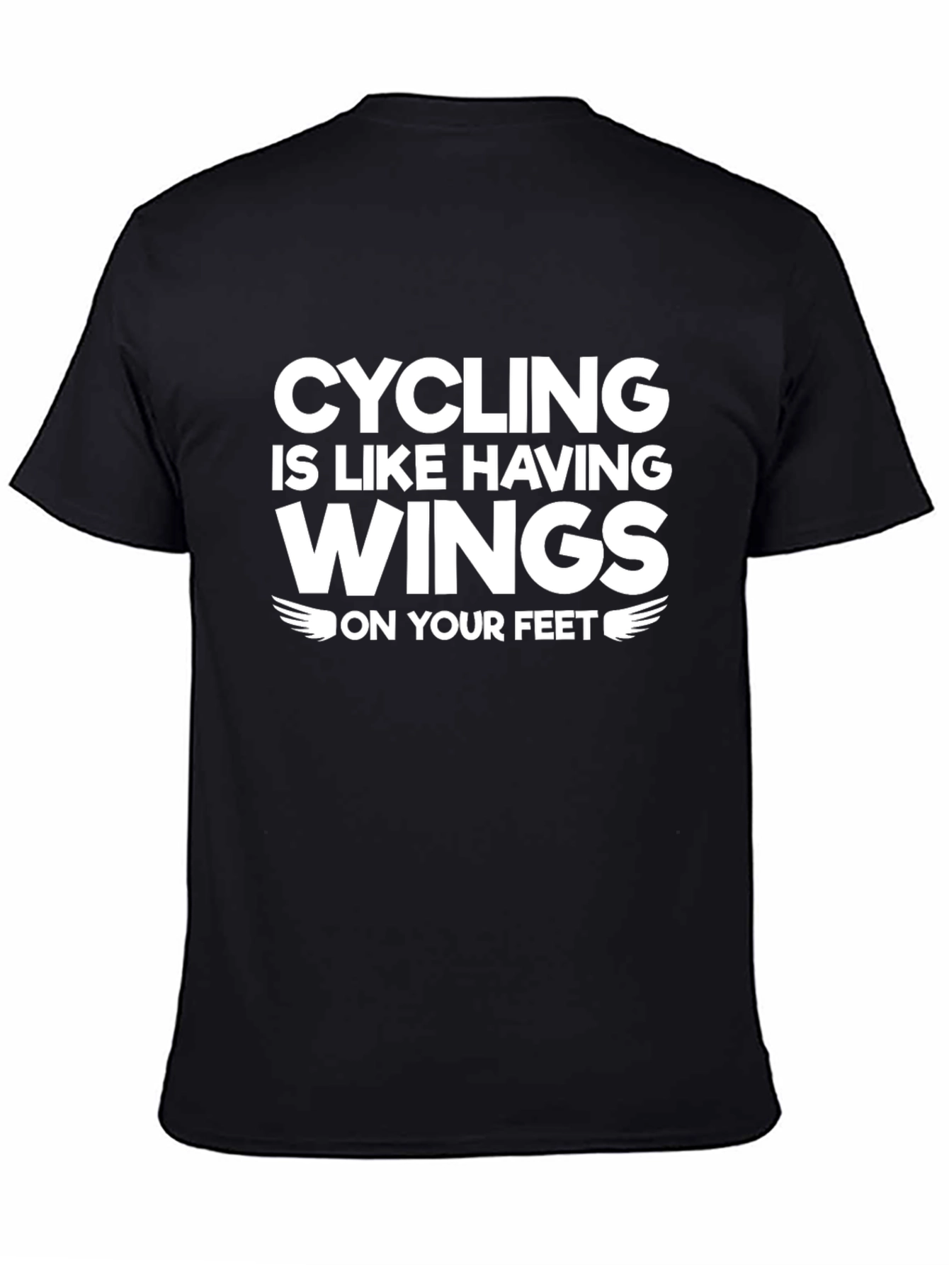 Cycling Wings Graphic Tee - Black Cotton Casual Shirt