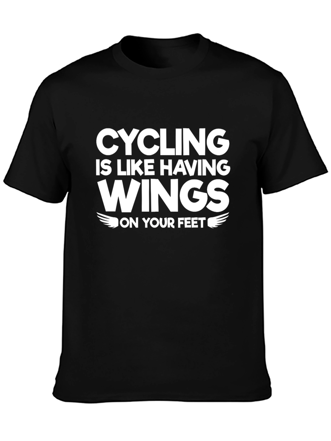 Cycling Wings Graphic Tee - Black Cotton Casual Shirt