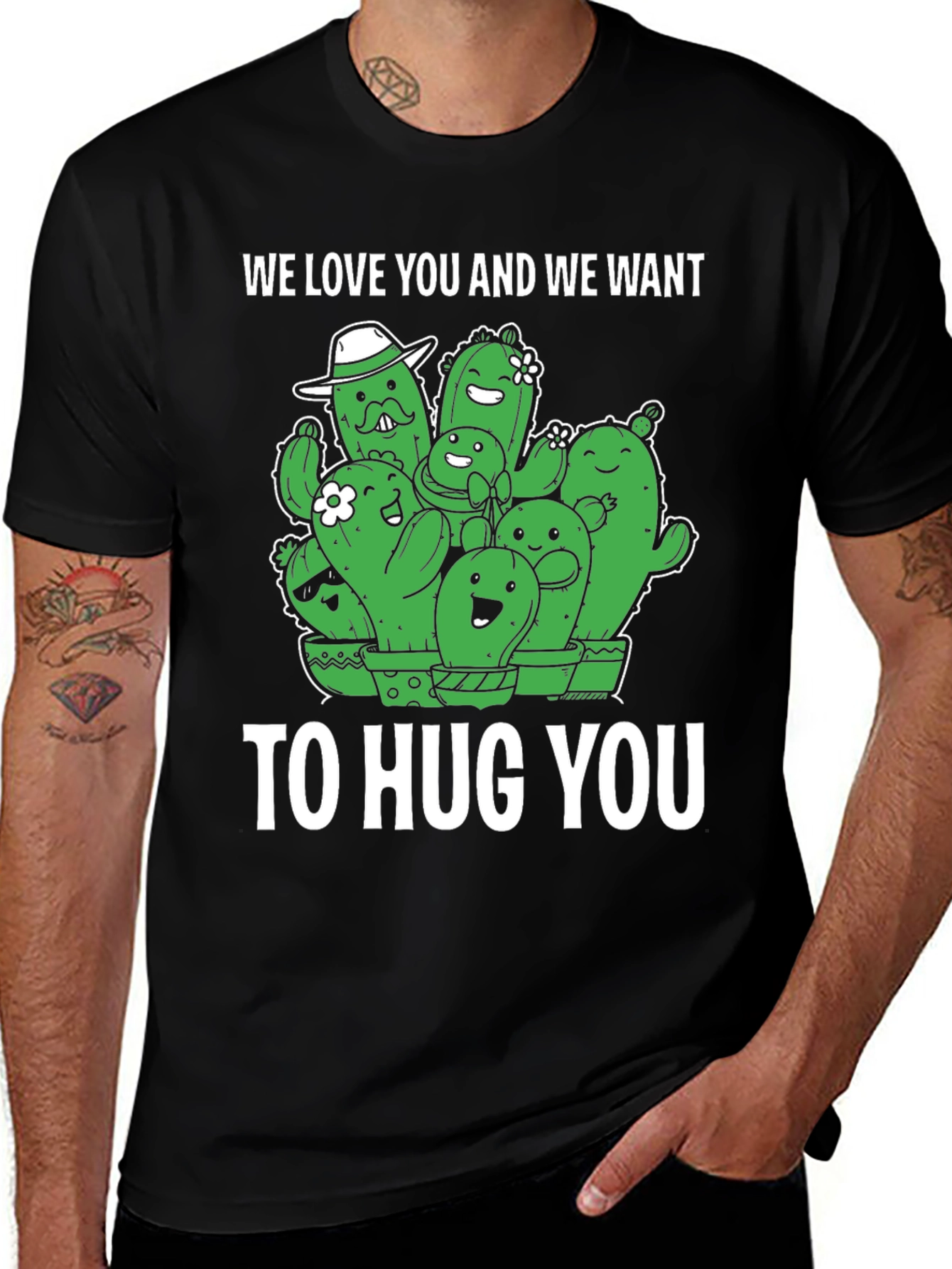 Cactus Hug T-Shirt - We Love You Funny Graphic Tee