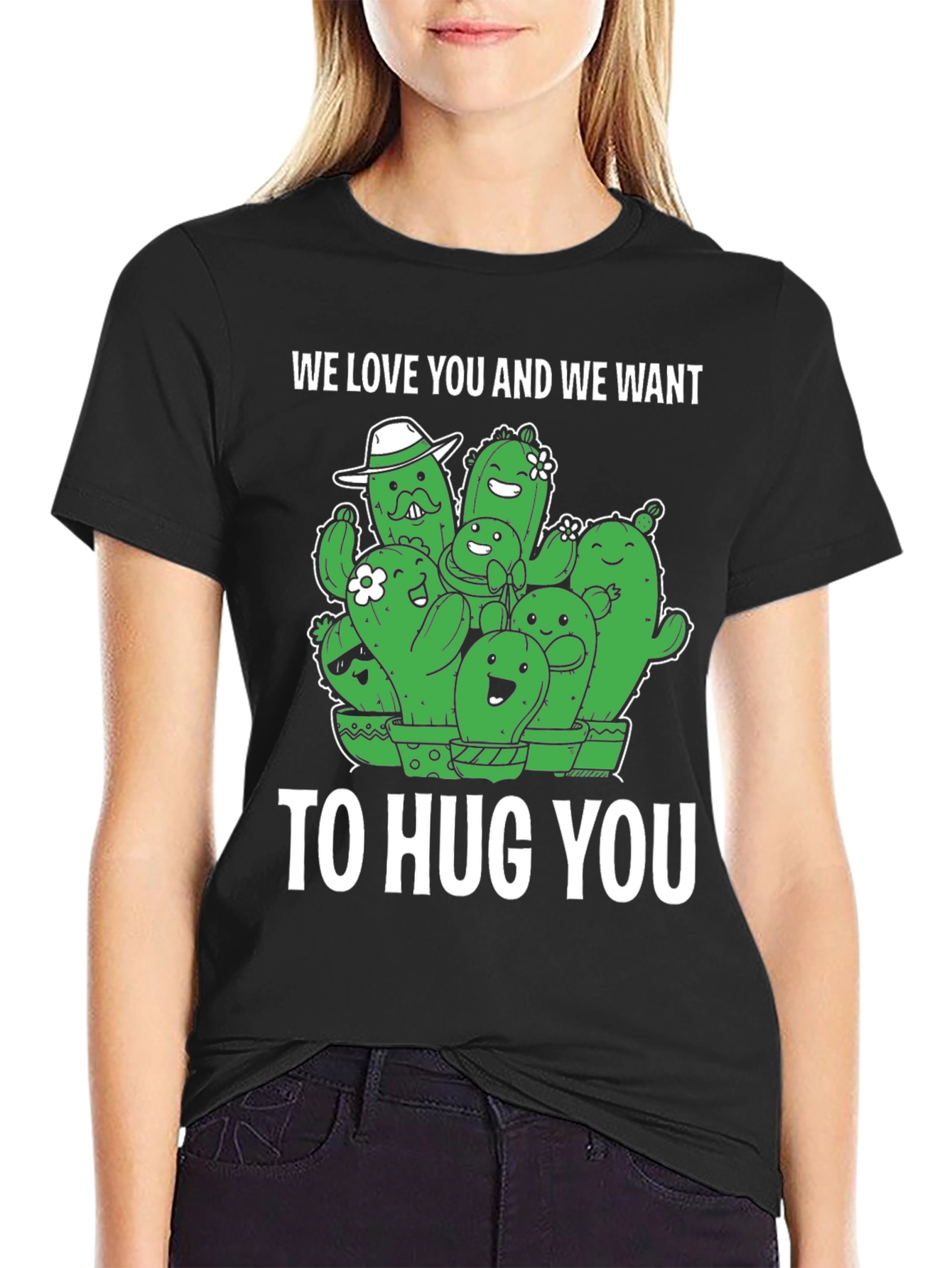 Cactus Hug T-Shirt - We Love You Funny Graphic Tee