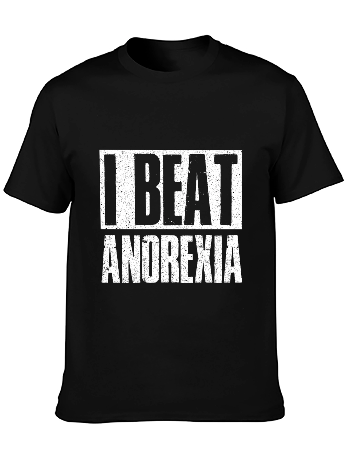 I Beat Anorexia Black T-Shirt Graphic Tee Recovery Shirt