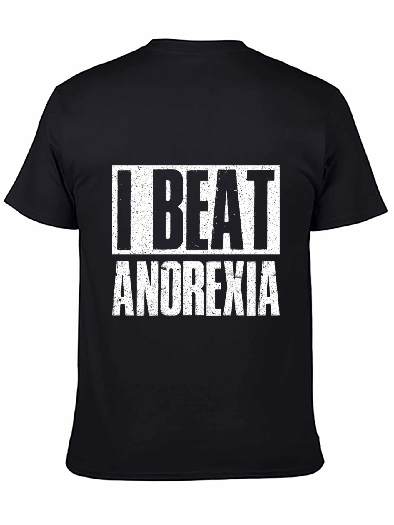 I Beat Anorexia Black T-Shirt Graphic Tee Recovery Shirt