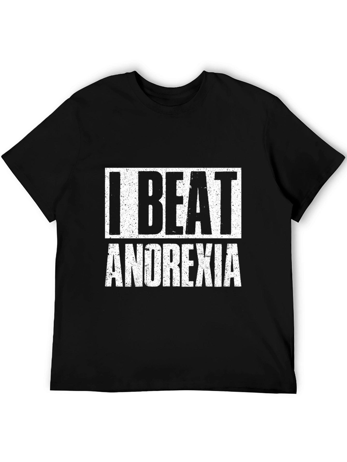 I Beat Anorexia Black T-Shirt Graphic Tee Recovery Shirt