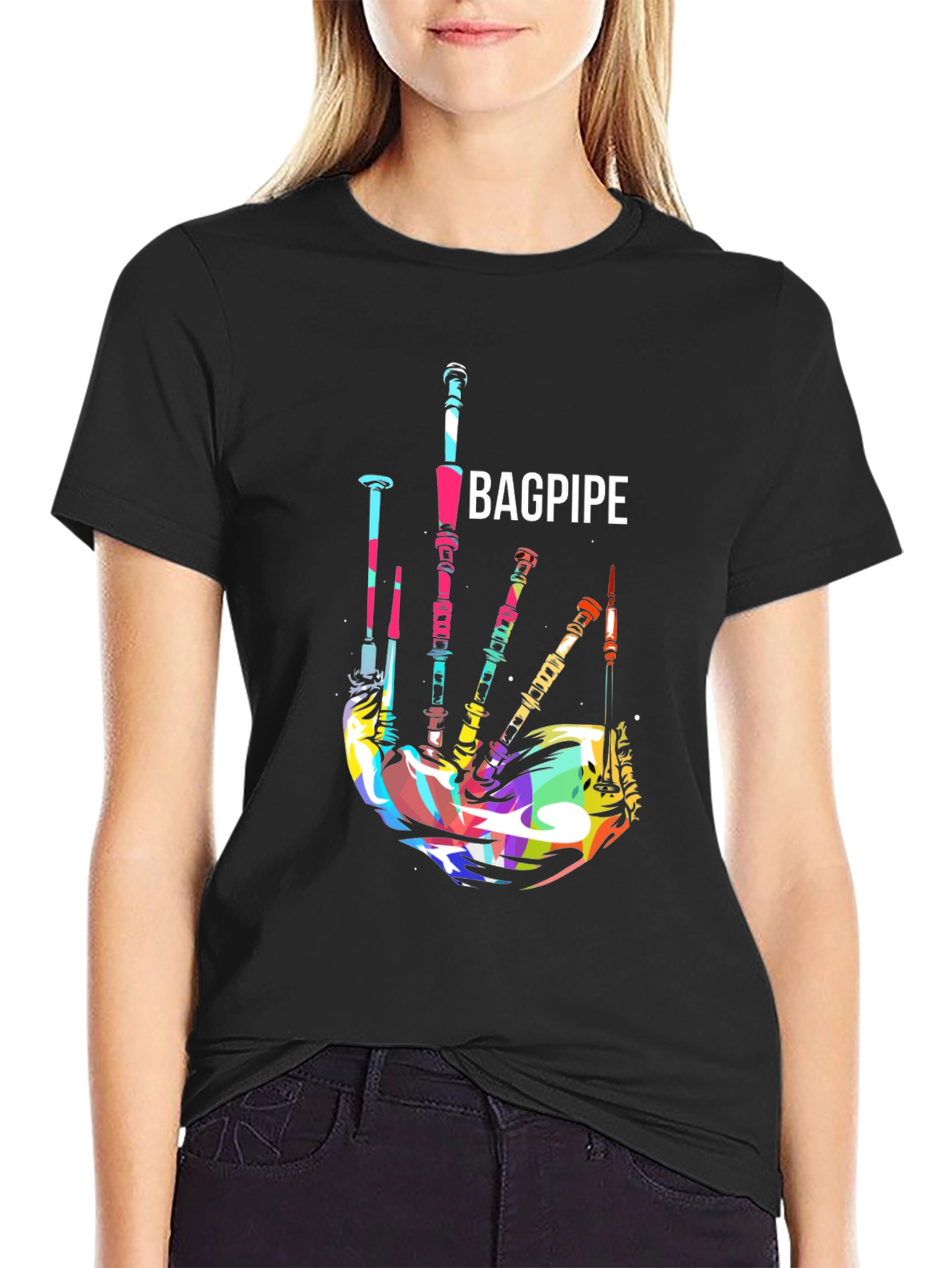 Bagpipe Graphic T-Shirt - Colorful Music Tee