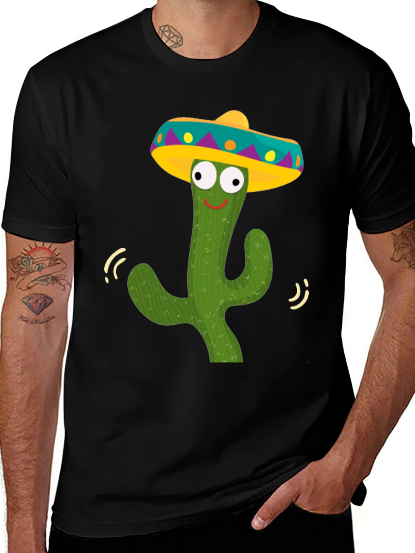 Funny Cactus Sombrero Graphic Tee - Fiesta Ready!