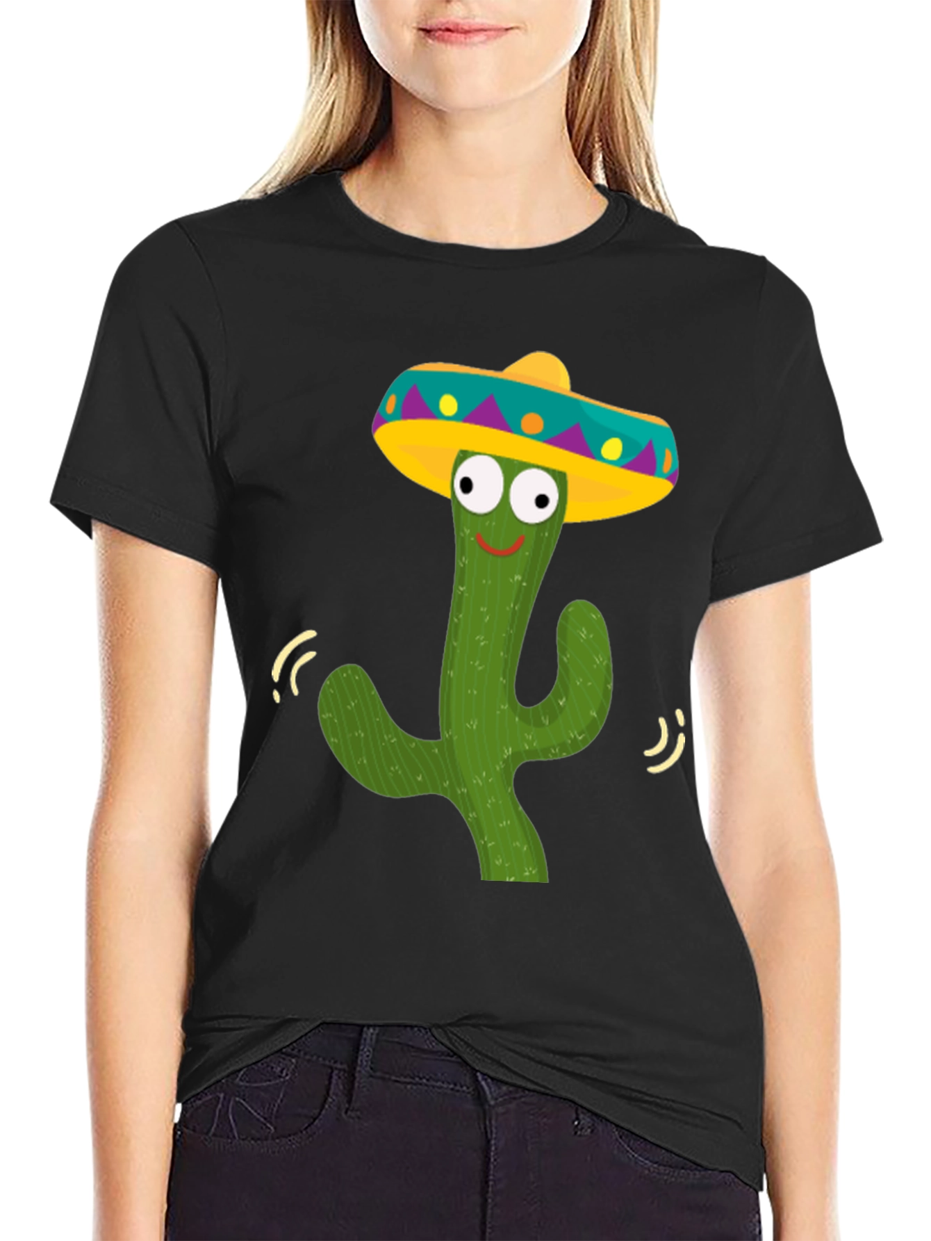 Funny Cactus Sombrero Graphic Tee - Fiesta Ready!
