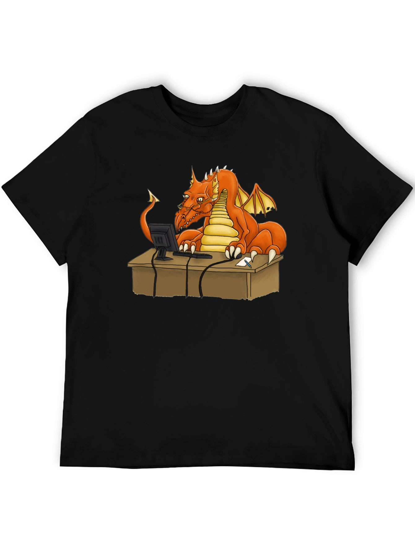 Dragon at Computer Graphic Tee - Black