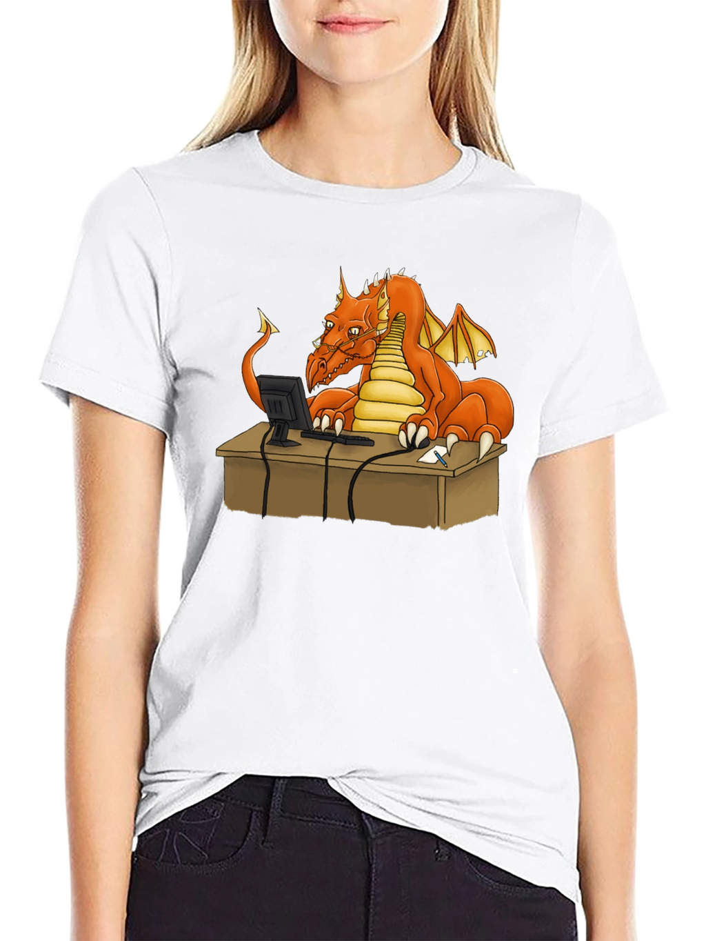 Dragon at Computer Graphic Tee - Black