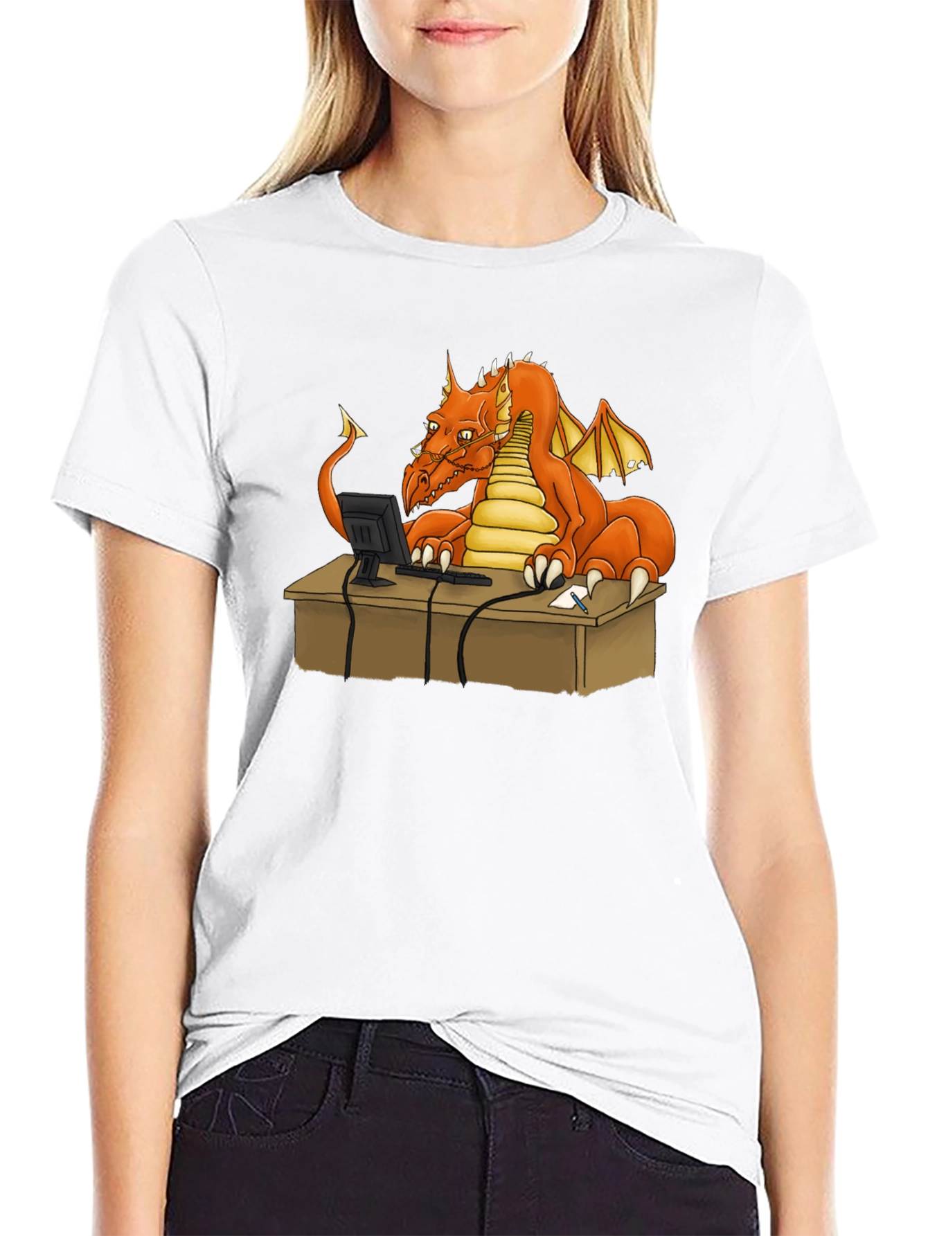 Dragon at Computer Graphic Tee - Black