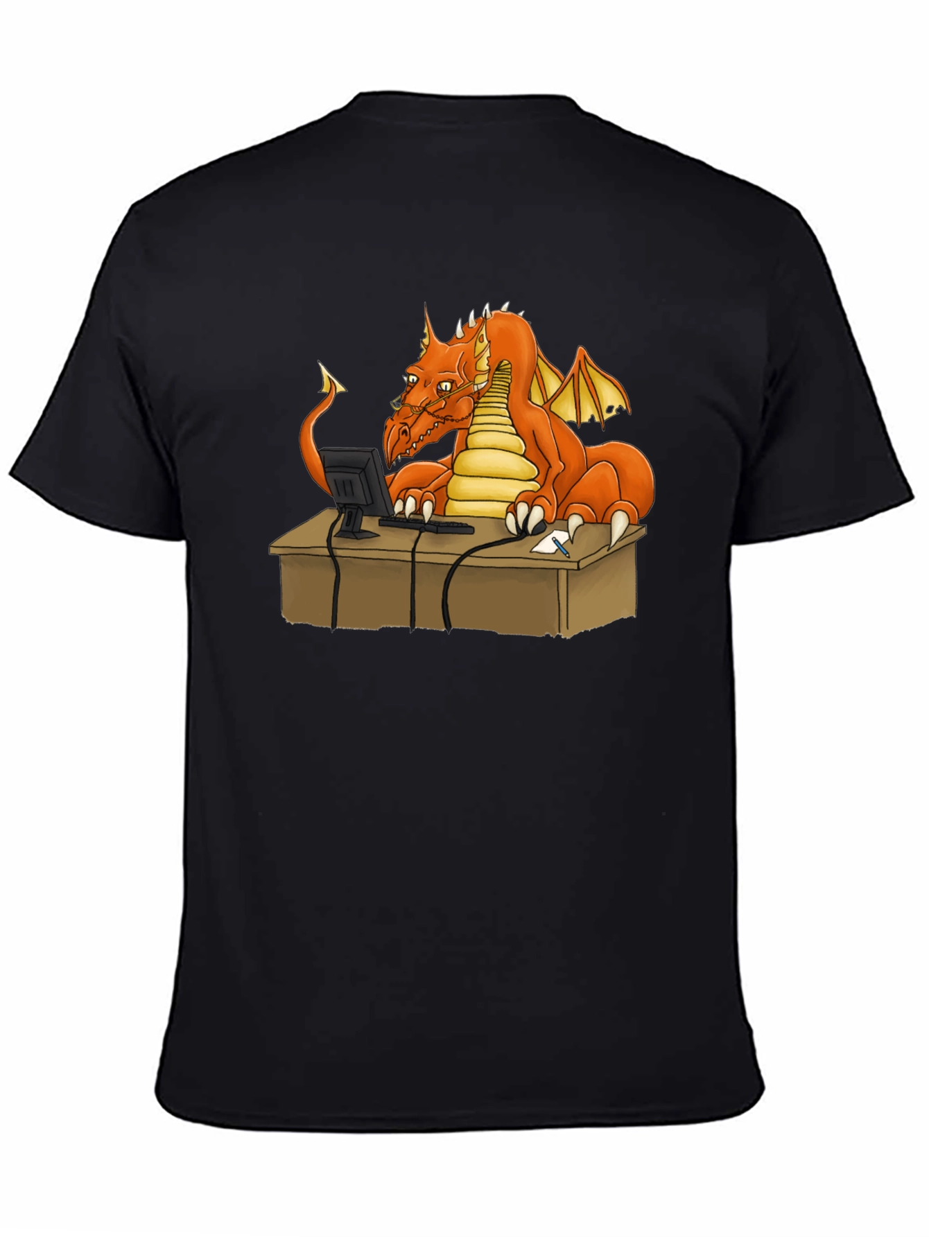 Dragon at Computer Graphic Tee - Black