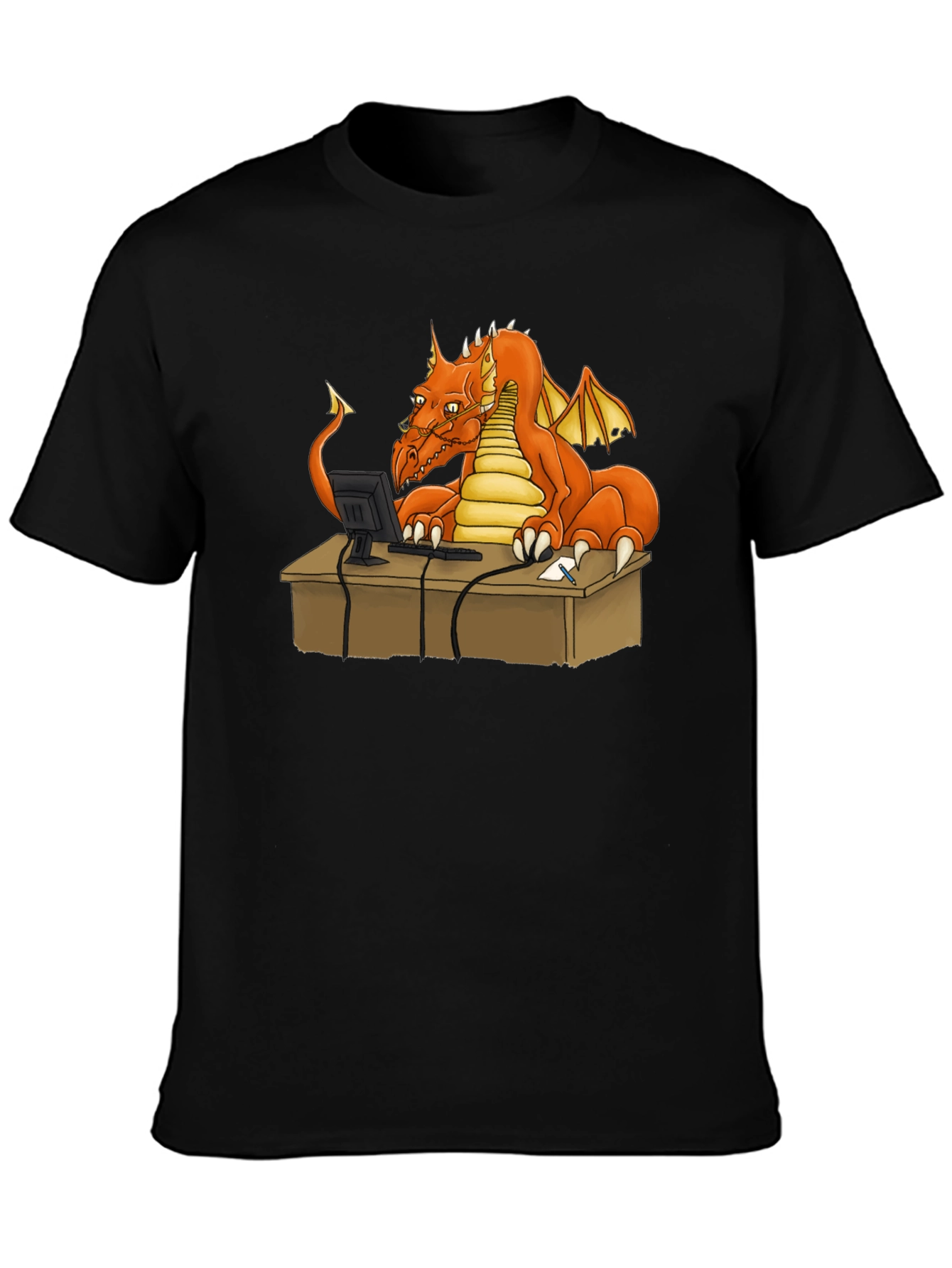 Dragon at Computer Graphic Tee - Black