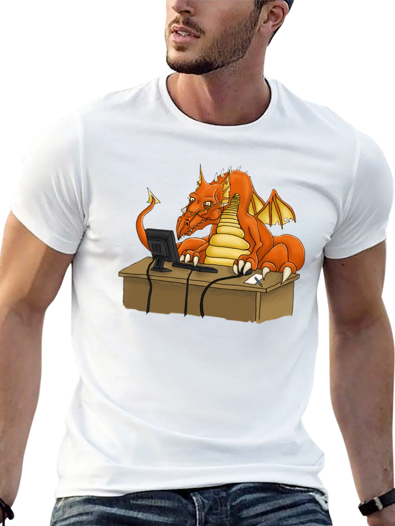 Dragon at Computer Graphic Tee - Black
