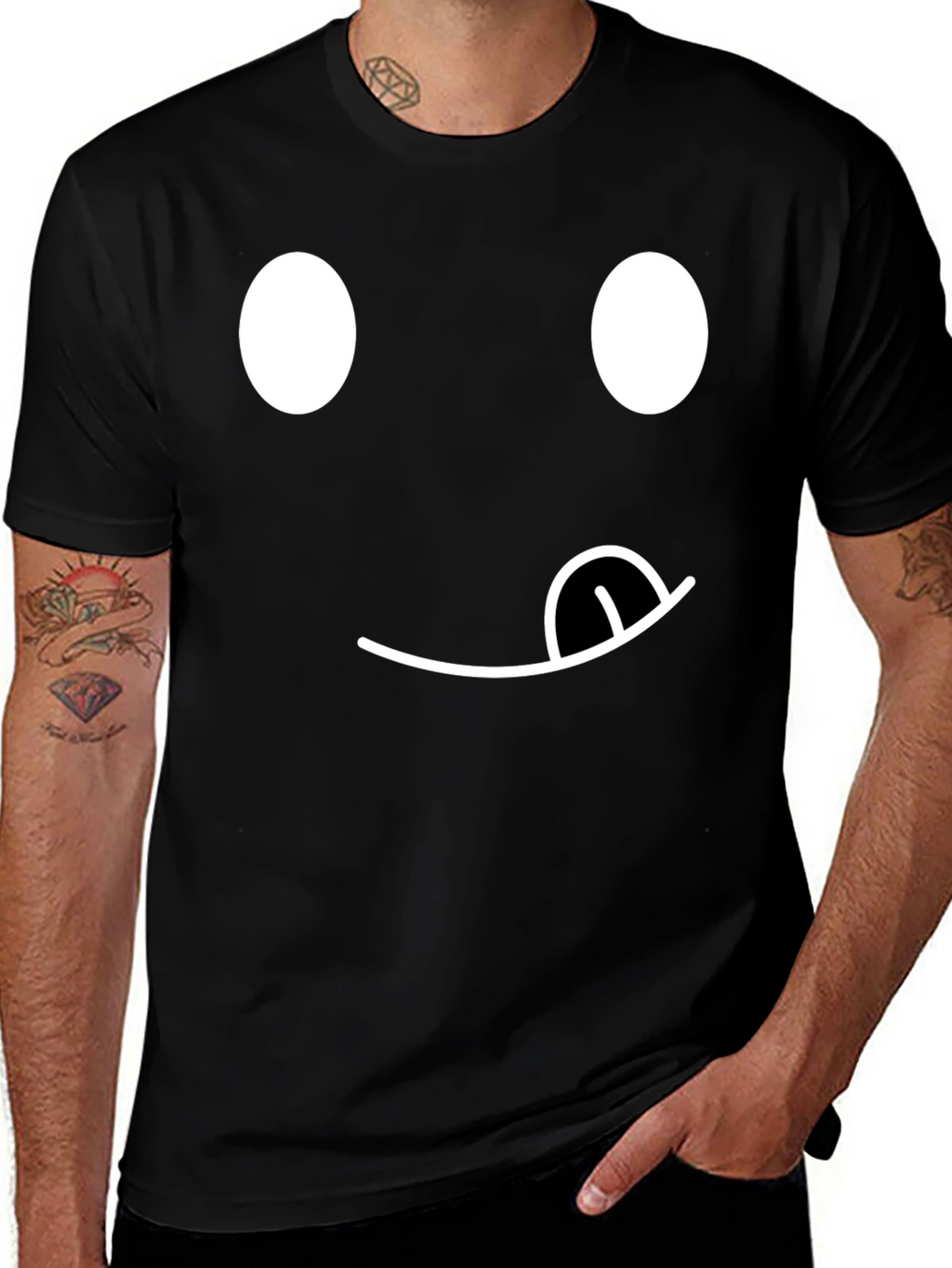 Funny Emoji Face T-Shirt - Black