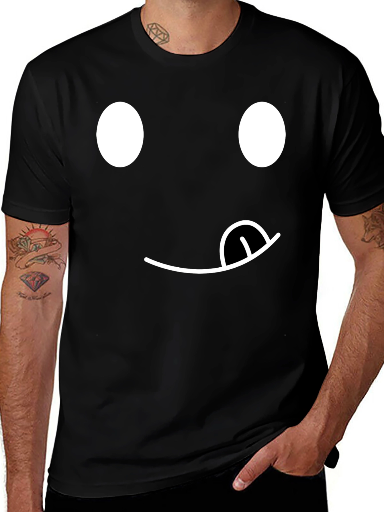 Funny Emoji Face T-Shirt - Black
