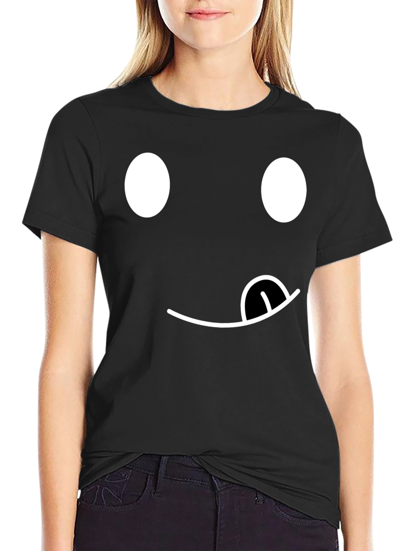 Funny Emoji Face T-Shirt - Black