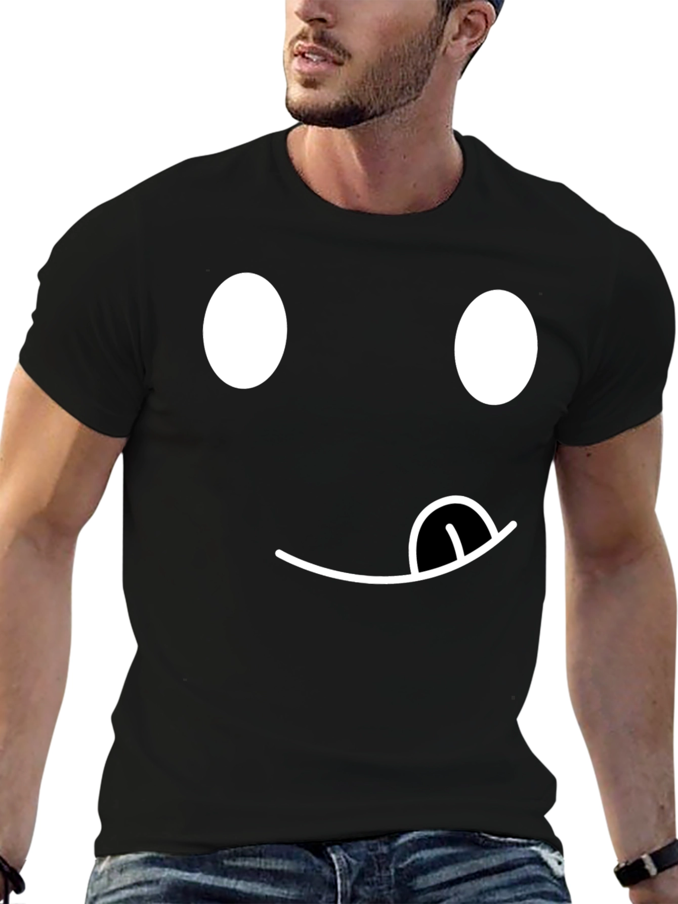 Funny Emoji Face T-Shirt - Black