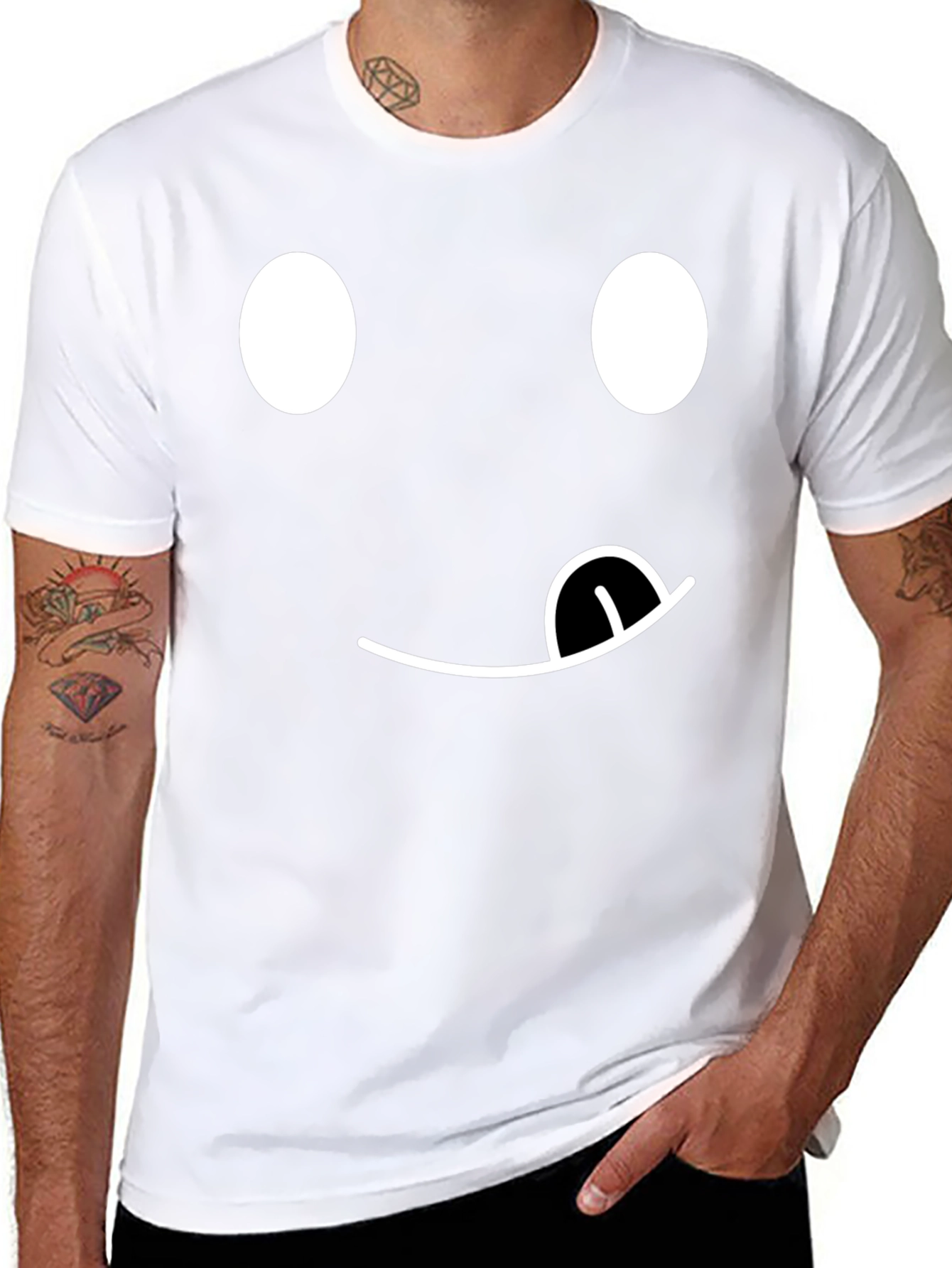 Funny Emoji Face T-Shirt - Black