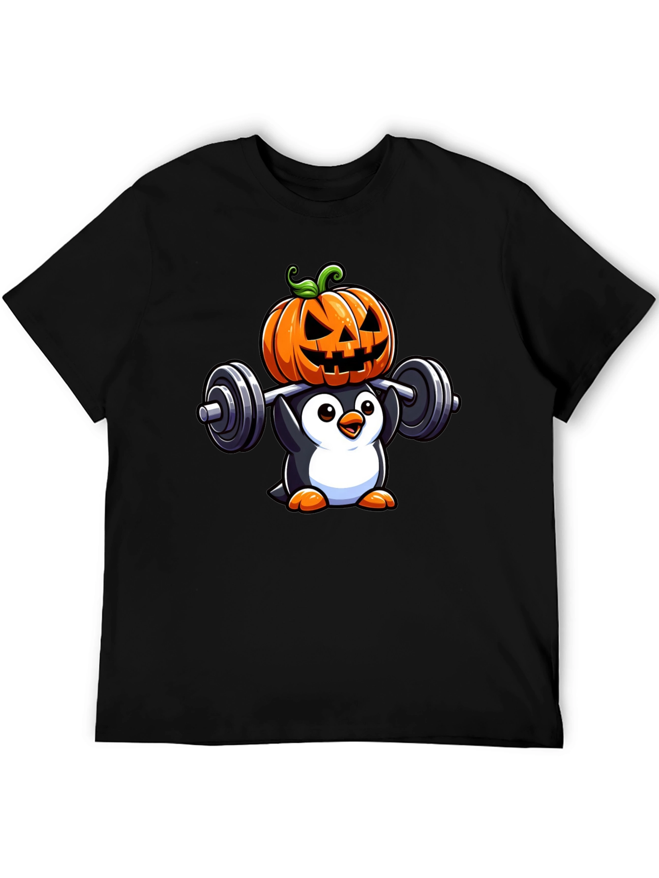 Halloween Penguin Weightlifting T-Shirt