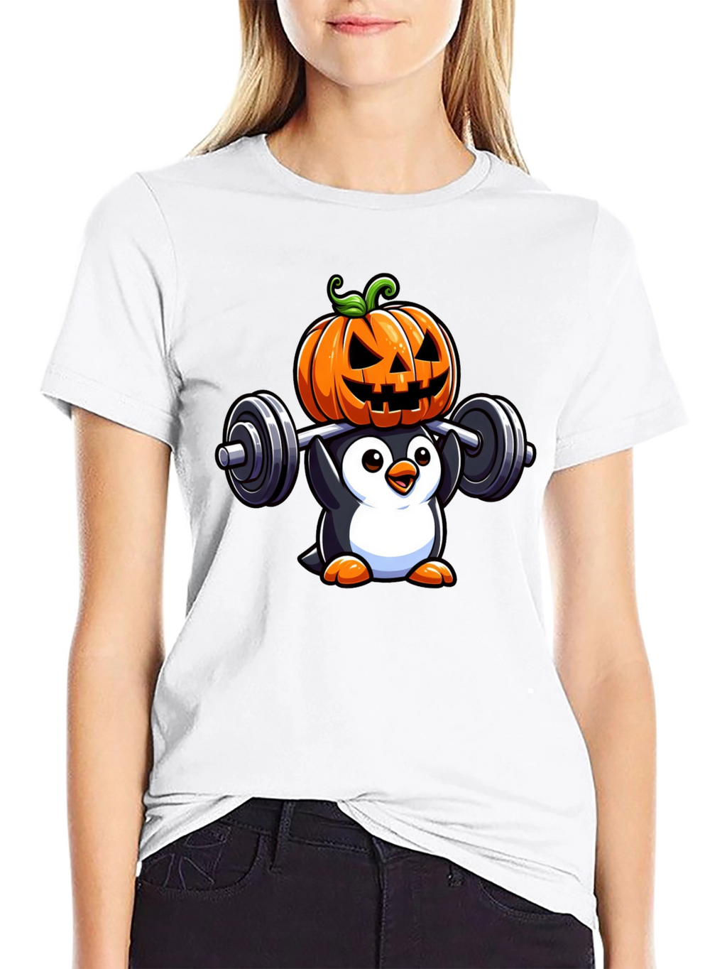 Halloween Penguin Weightlifting T-Shirt