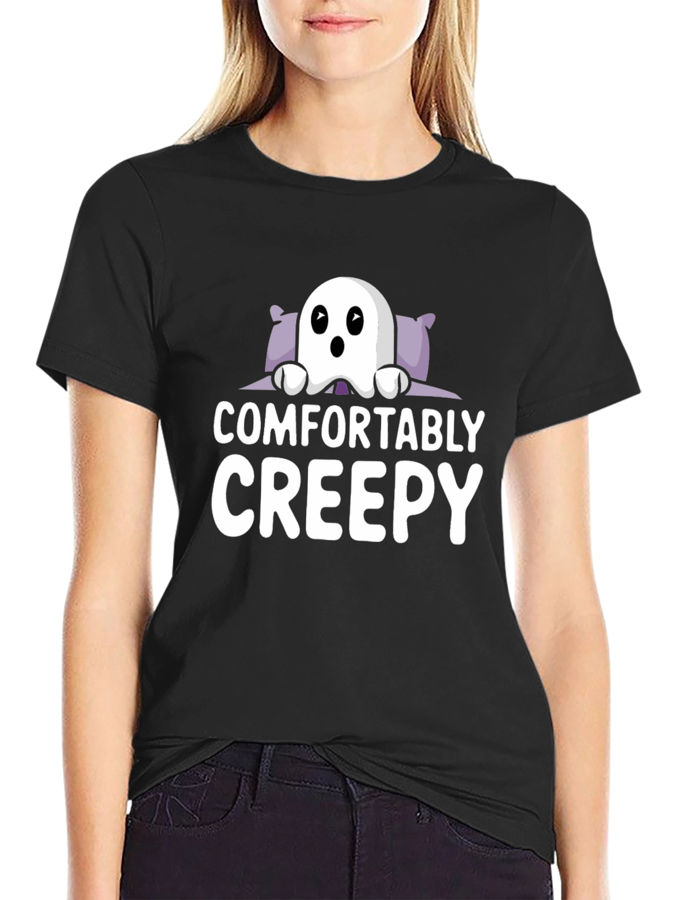 Comfortably Creepy Ghost Graphic Tee - Halloween Shirt