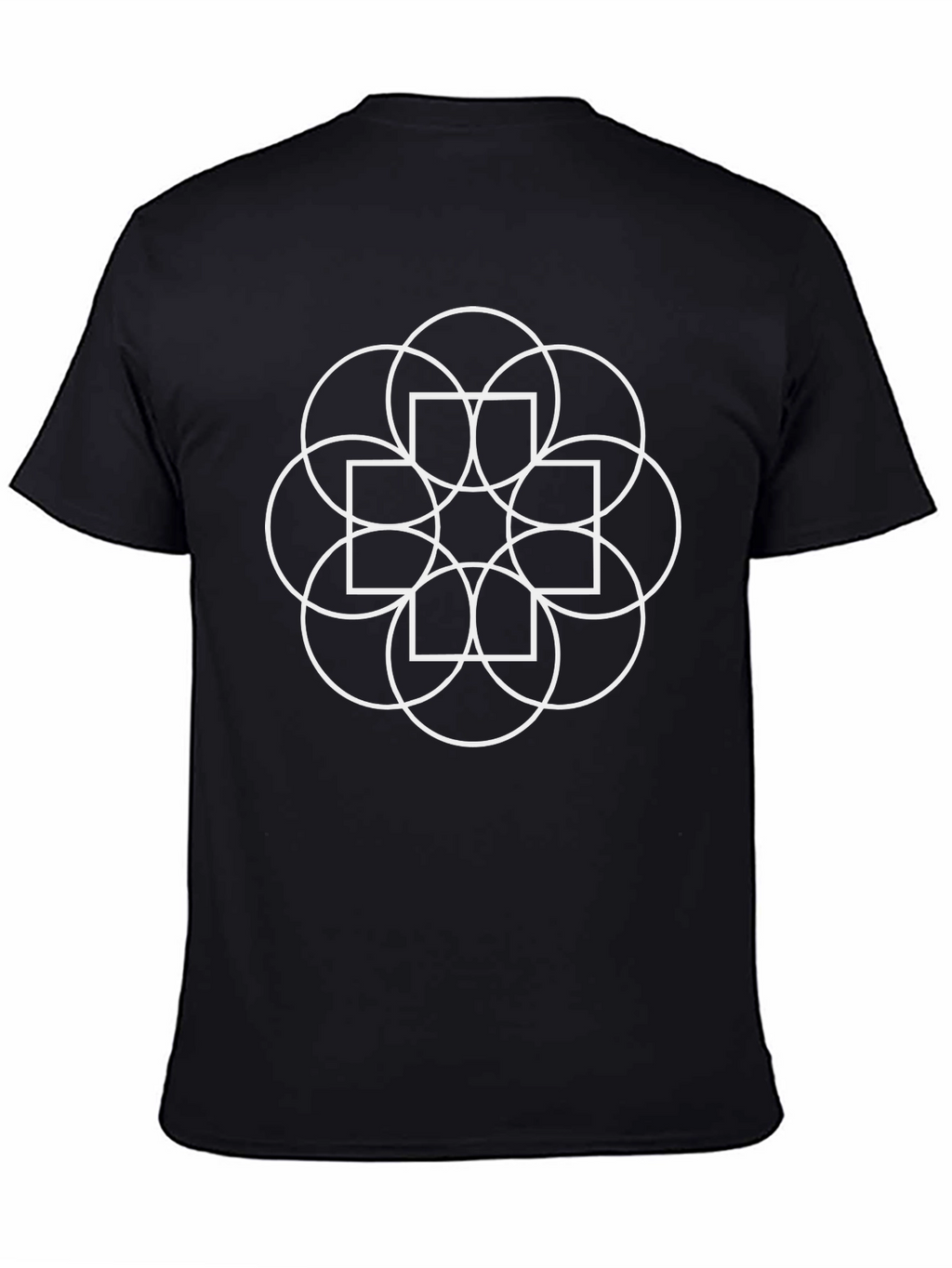 Geometric Circle & Square Graphic Black T-Shirt